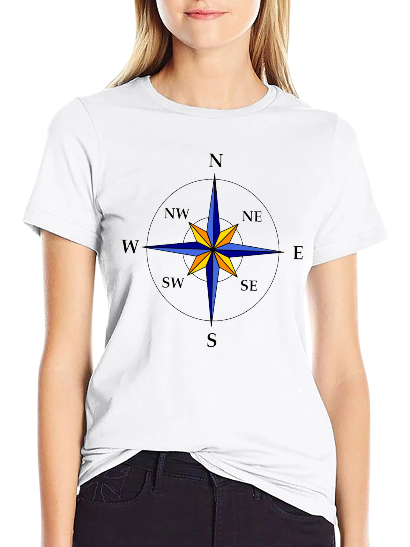 Compass Rose Graphic Tee - Black Cotton T-Shirt