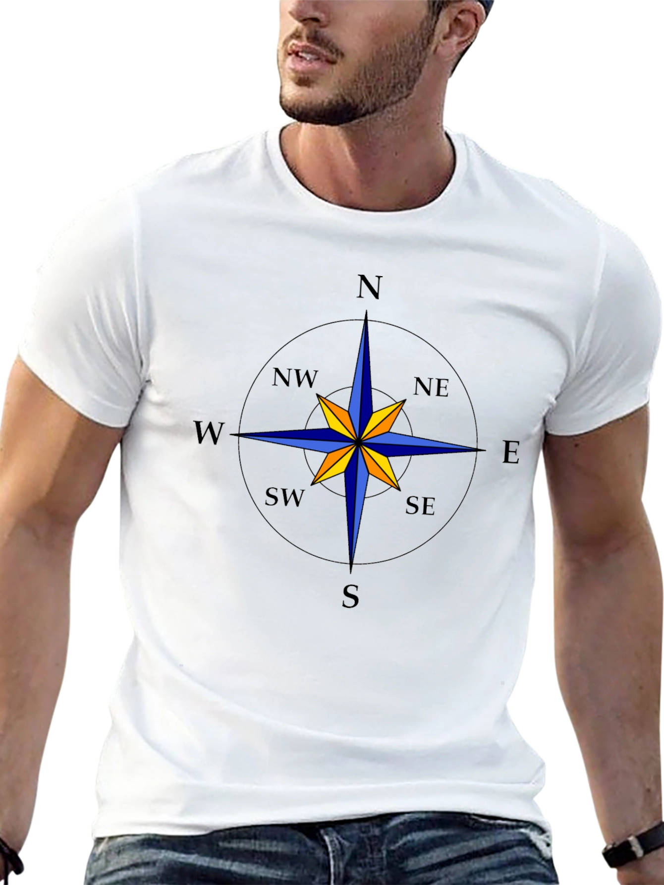 Compass Rose Graphic Tee - Black Cotton T-Shirt