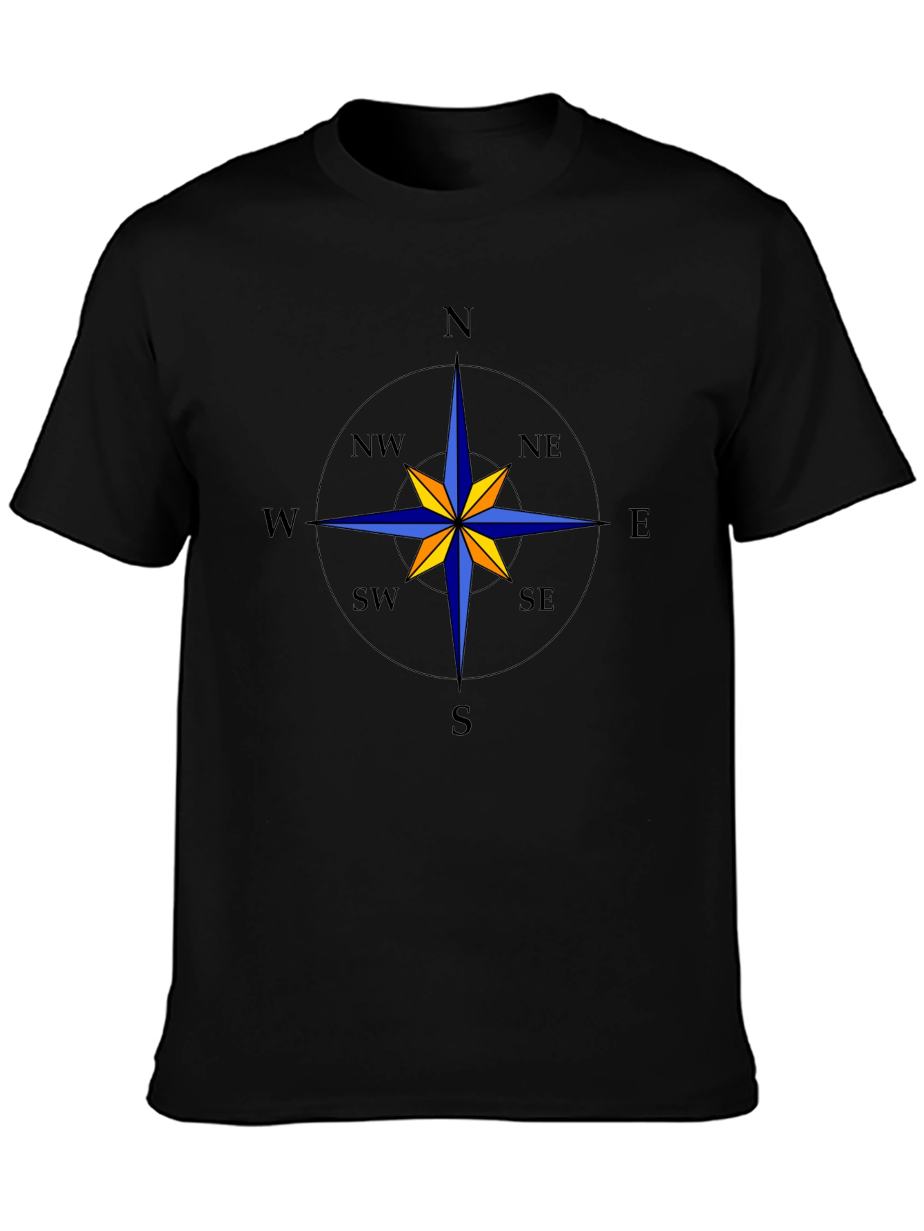 Compass Rose Graphic Tee - Black Cotton T-Shirt