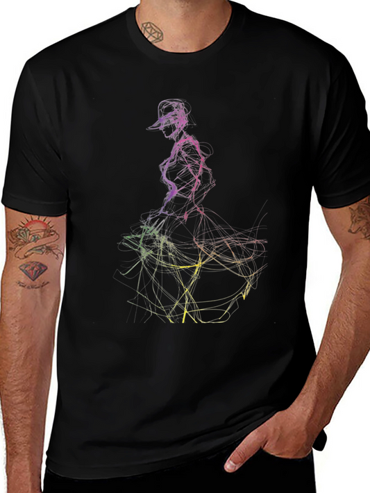 Abstract Dancer Graphic Tee - Mens Black T-Shirt