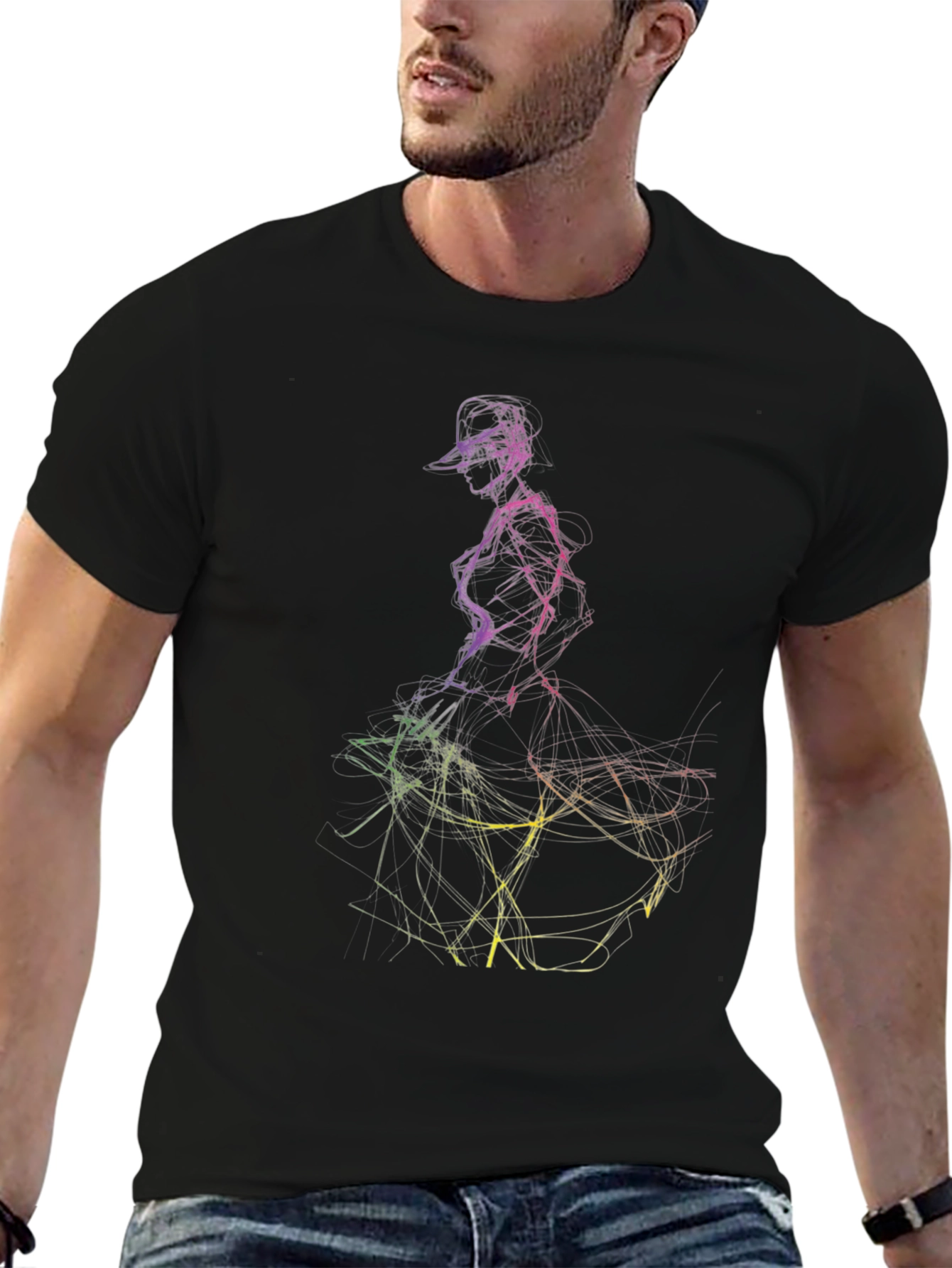 Abstract Dancer Graphic Tee - Mens Black T-Shirt