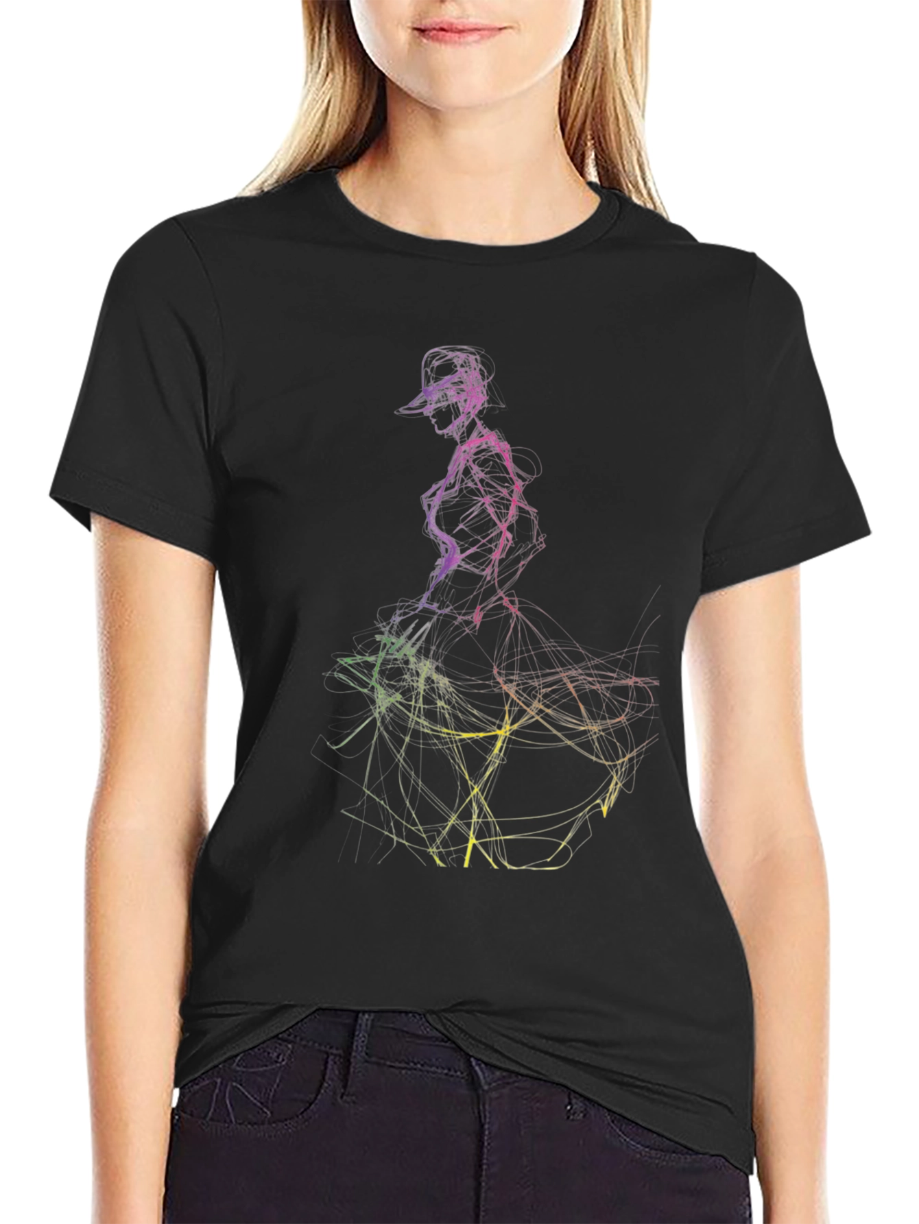 Abstract Dancer Graphic Tee - Mens Black T-Shirt