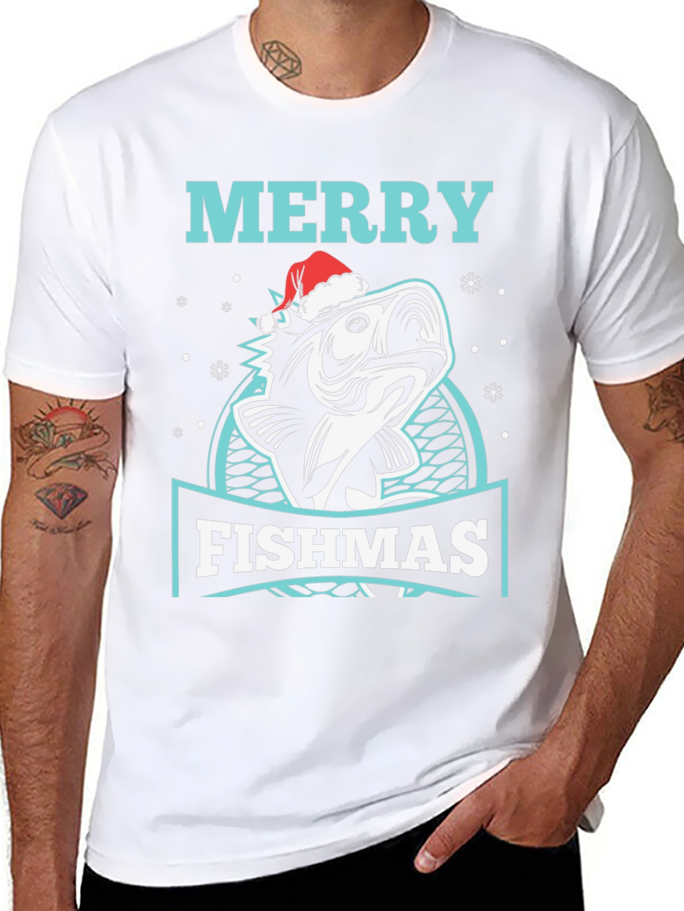 Merry Fishmas T-Shirt - Fishing Christmas Tee