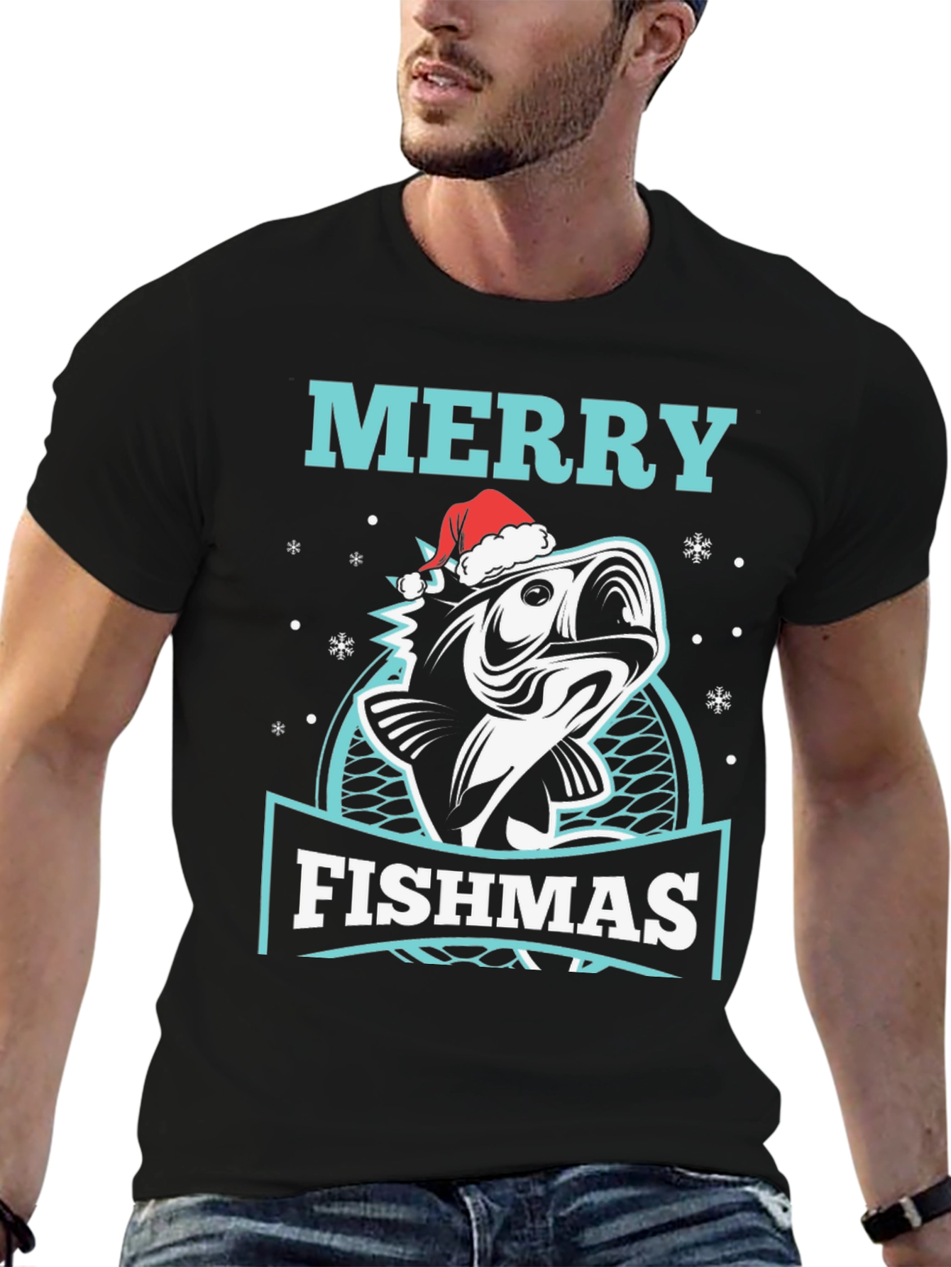 Merry Fishmas T-Shirt - Fishing Christmas Tee