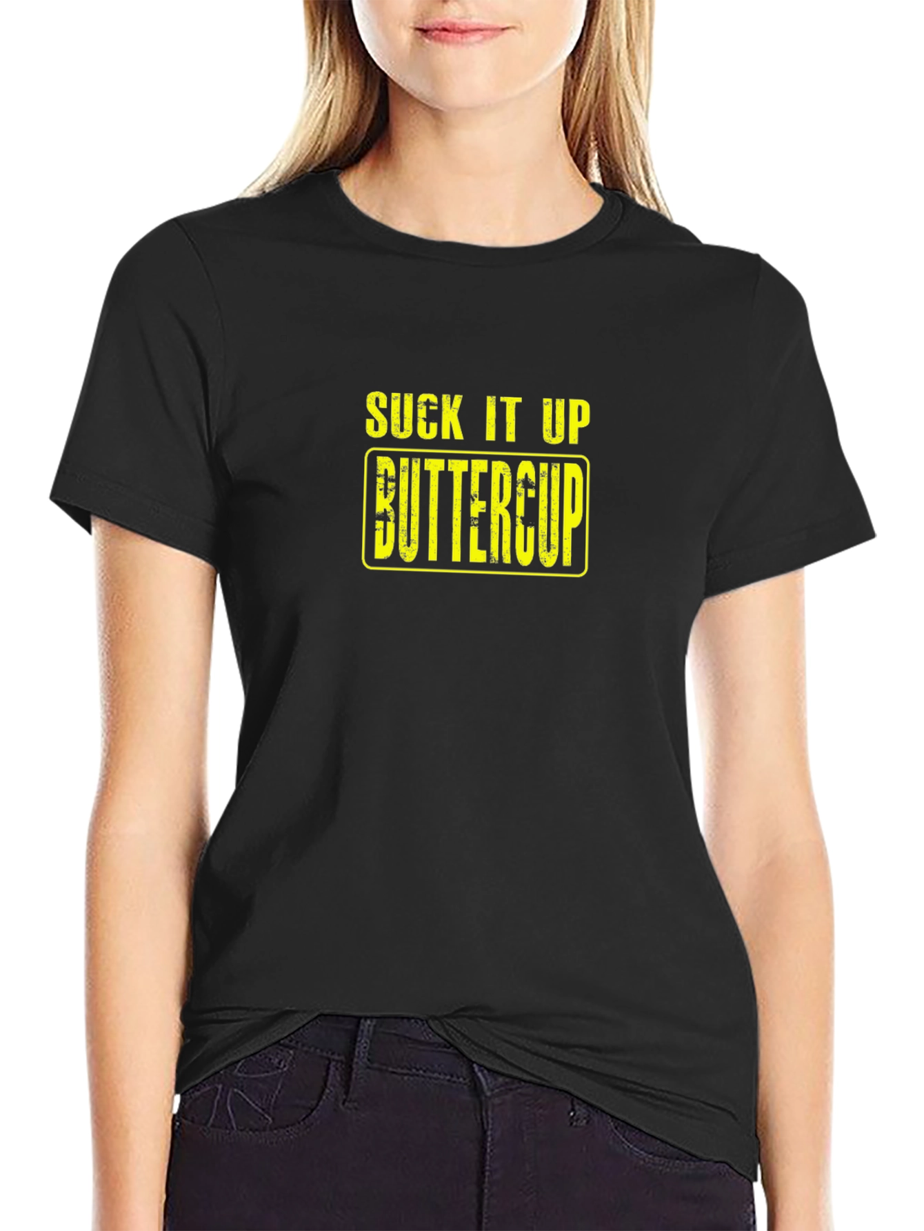 Suck It Up Buttercup Graphic T-Shirt - Black