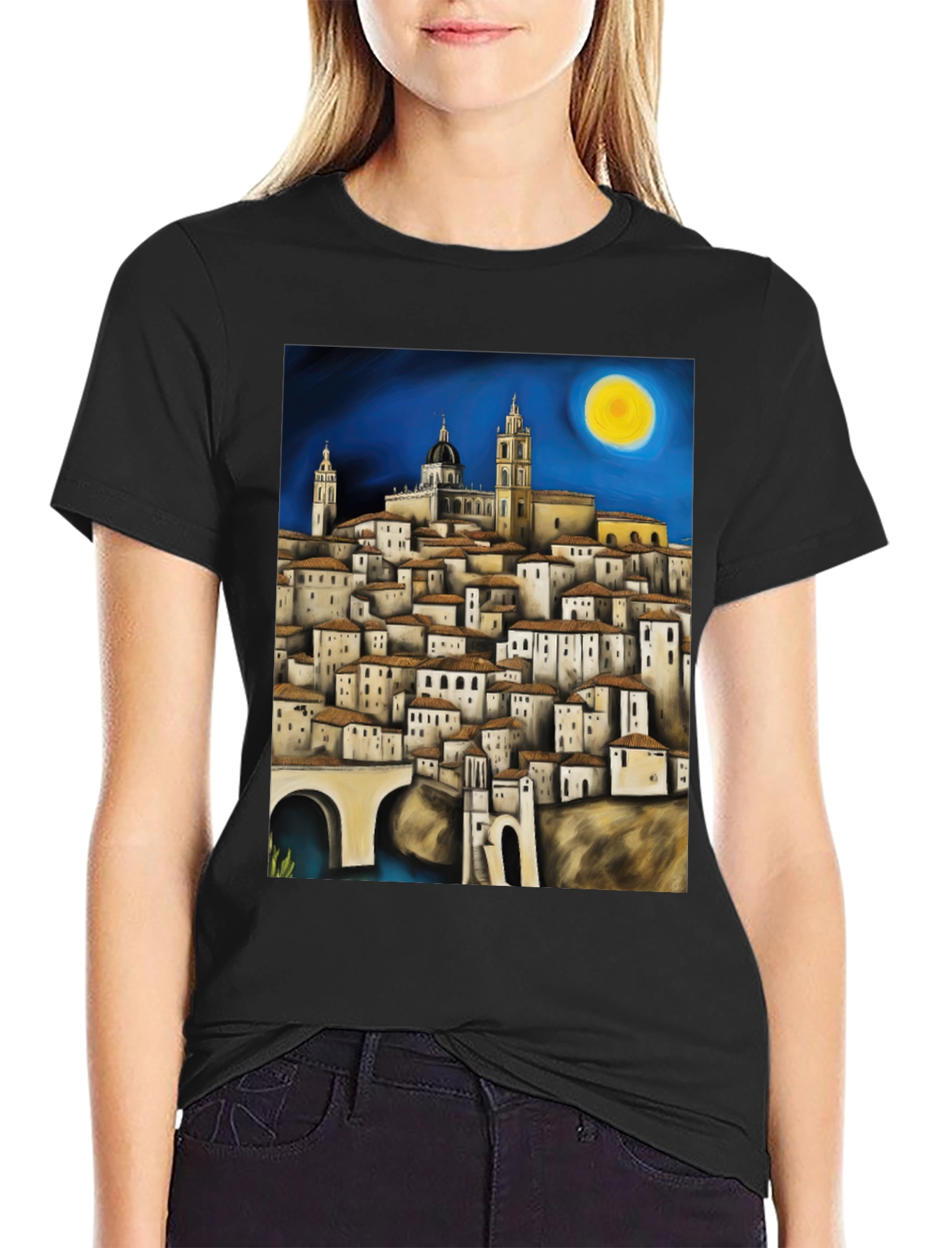 Cityscape Art Tee - Mens Black T-Shirt
