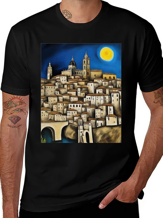 Cityscape Art Tee - Mens Black T-Shirt