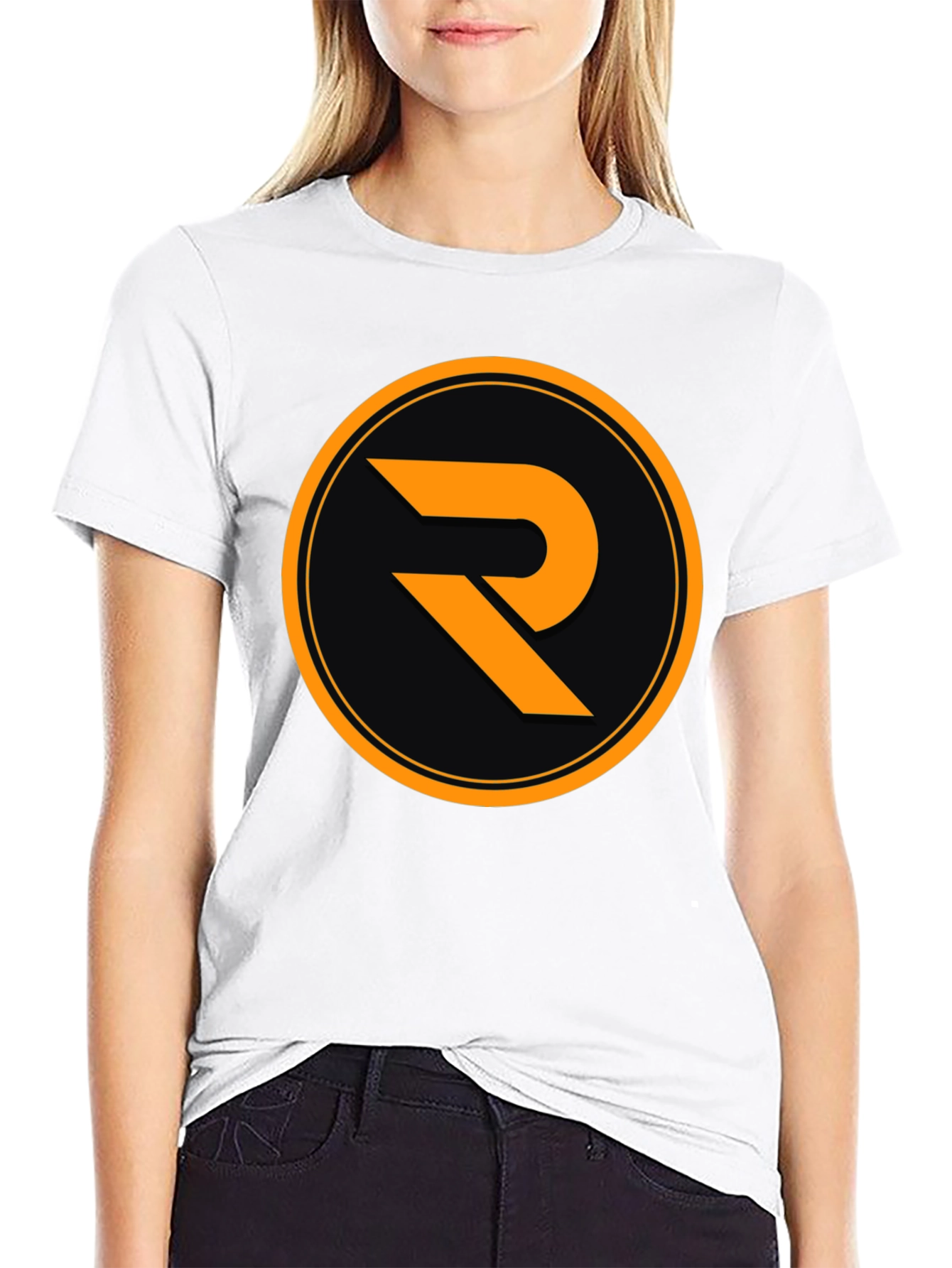 Black T-Shirt with Orange R Logo