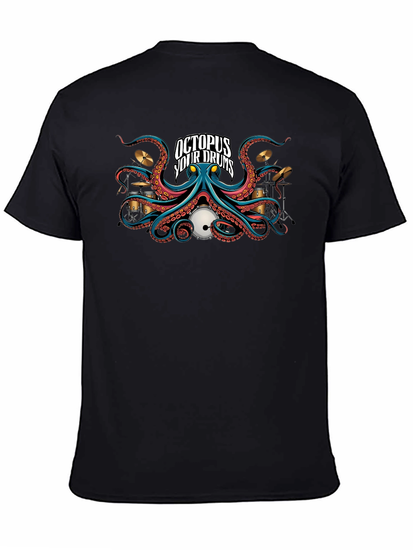 Octopus Your Drums Graphic Black T-Shirt