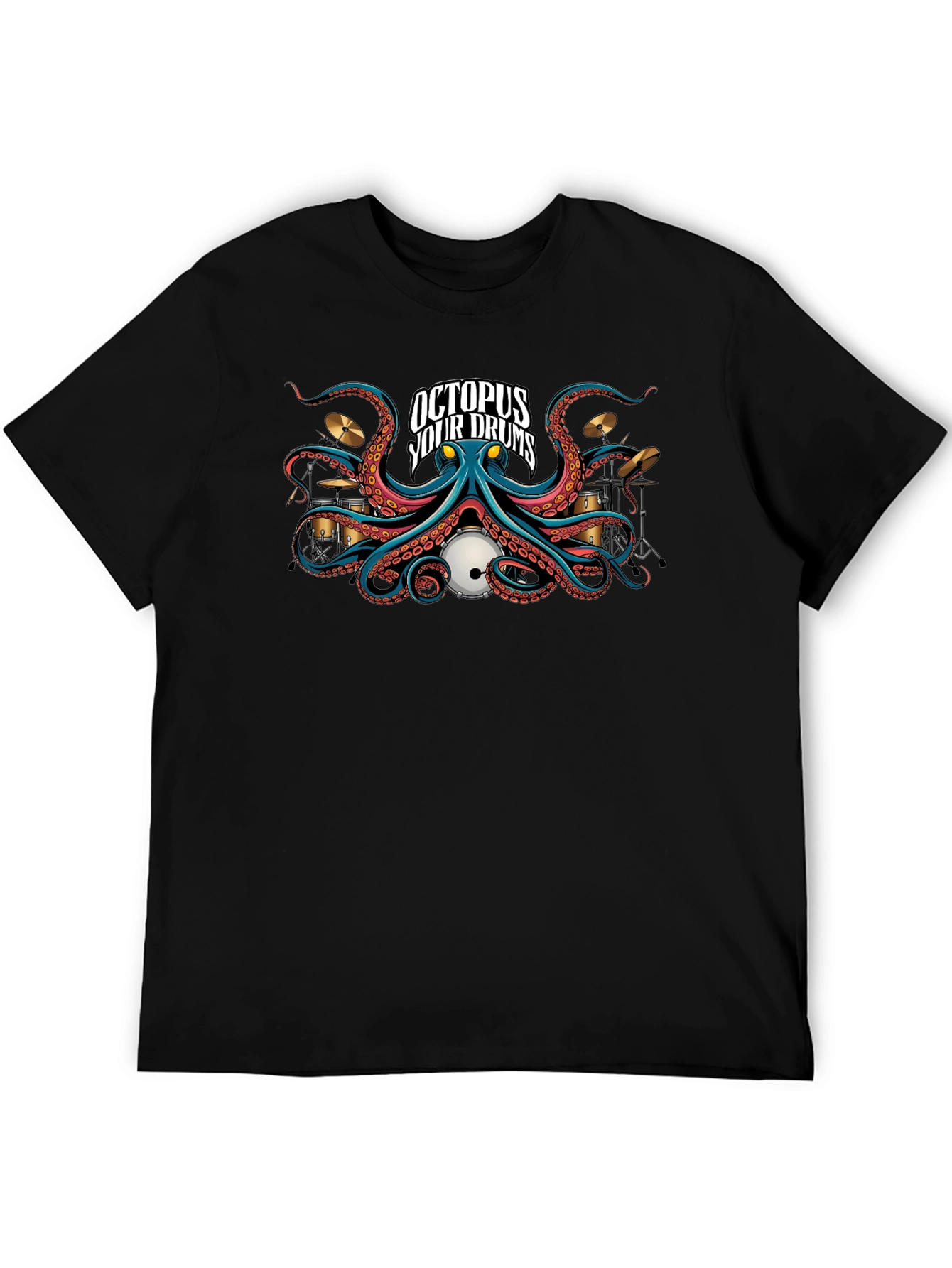 Octopus Your Drums Graphic Black T-Shirt