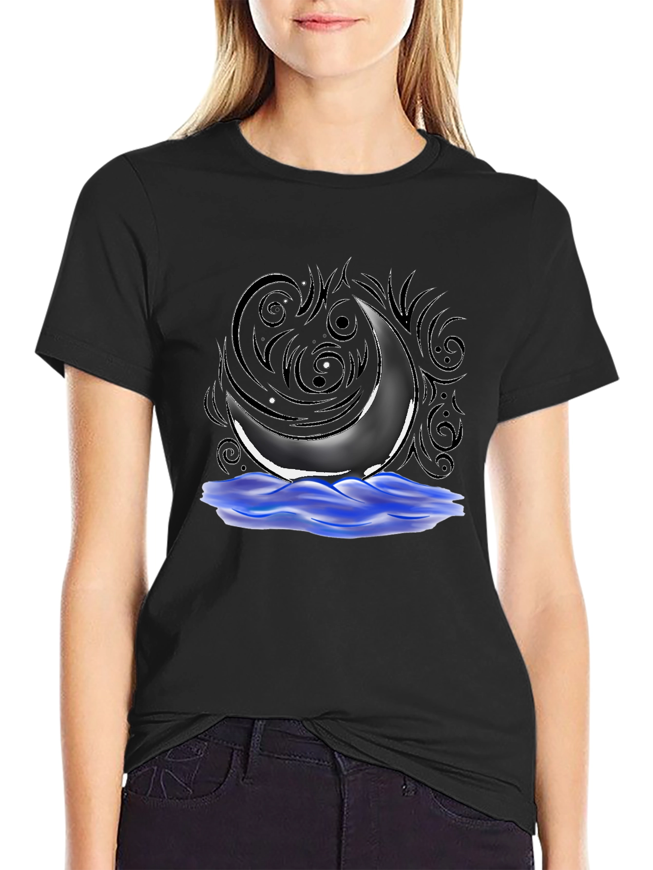 Mystic Moon Graphic Tee - Black