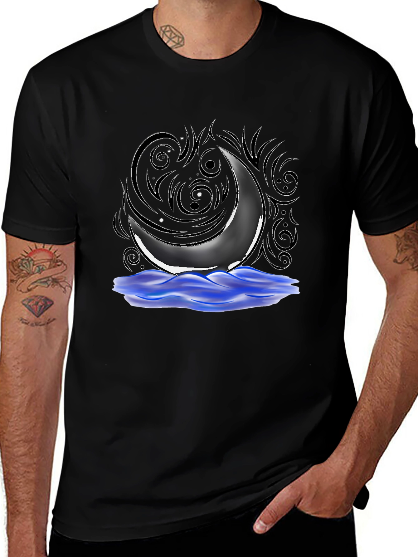 Mystic Moon Graphic Tee - Black