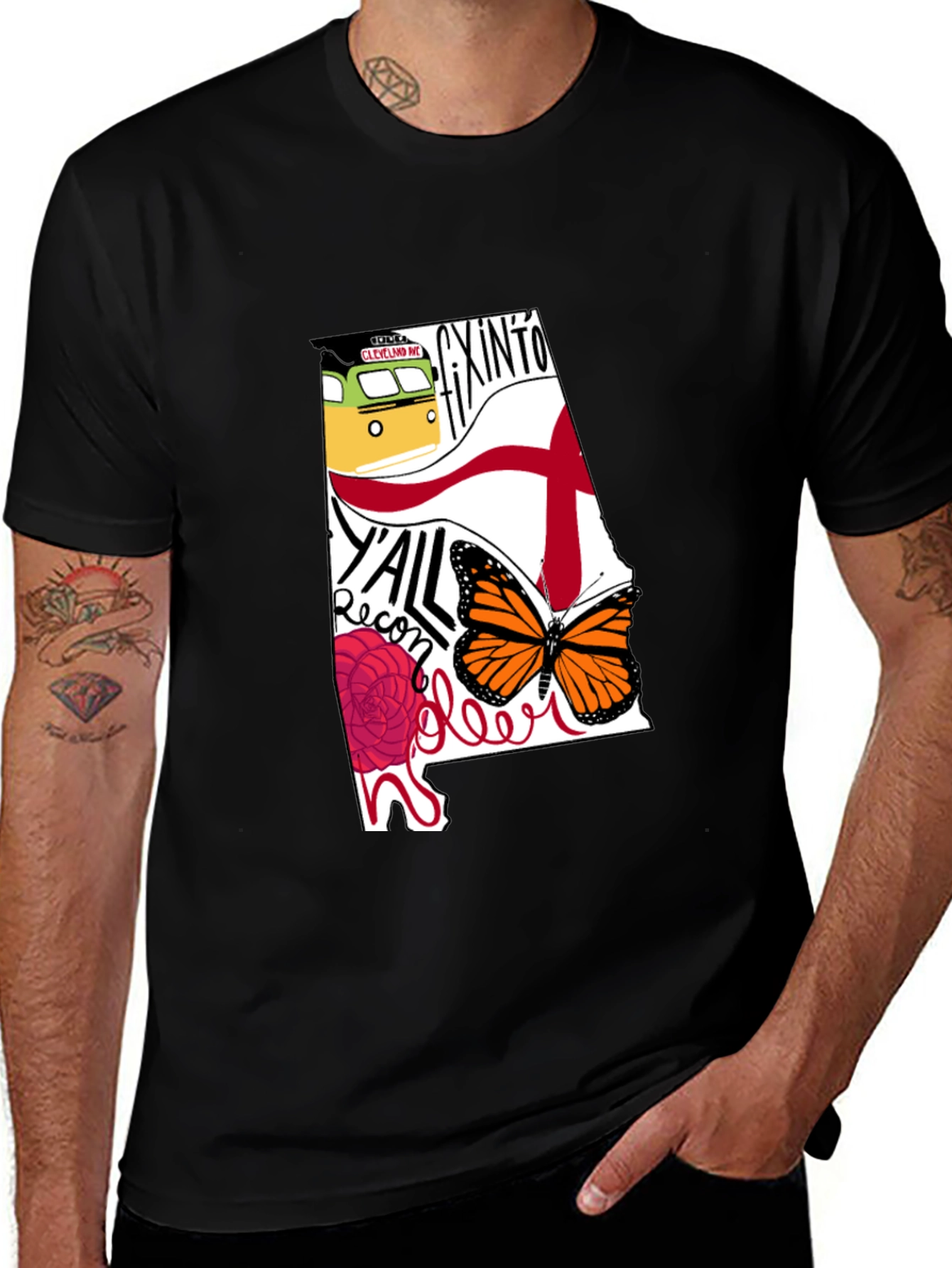 Alabama State Pride Graphic Tee - Mens Black T-Shirt
