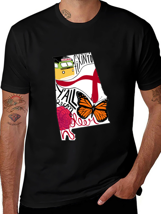 Alabama State Pride Graphic Tee - Mens Black T-Shirt