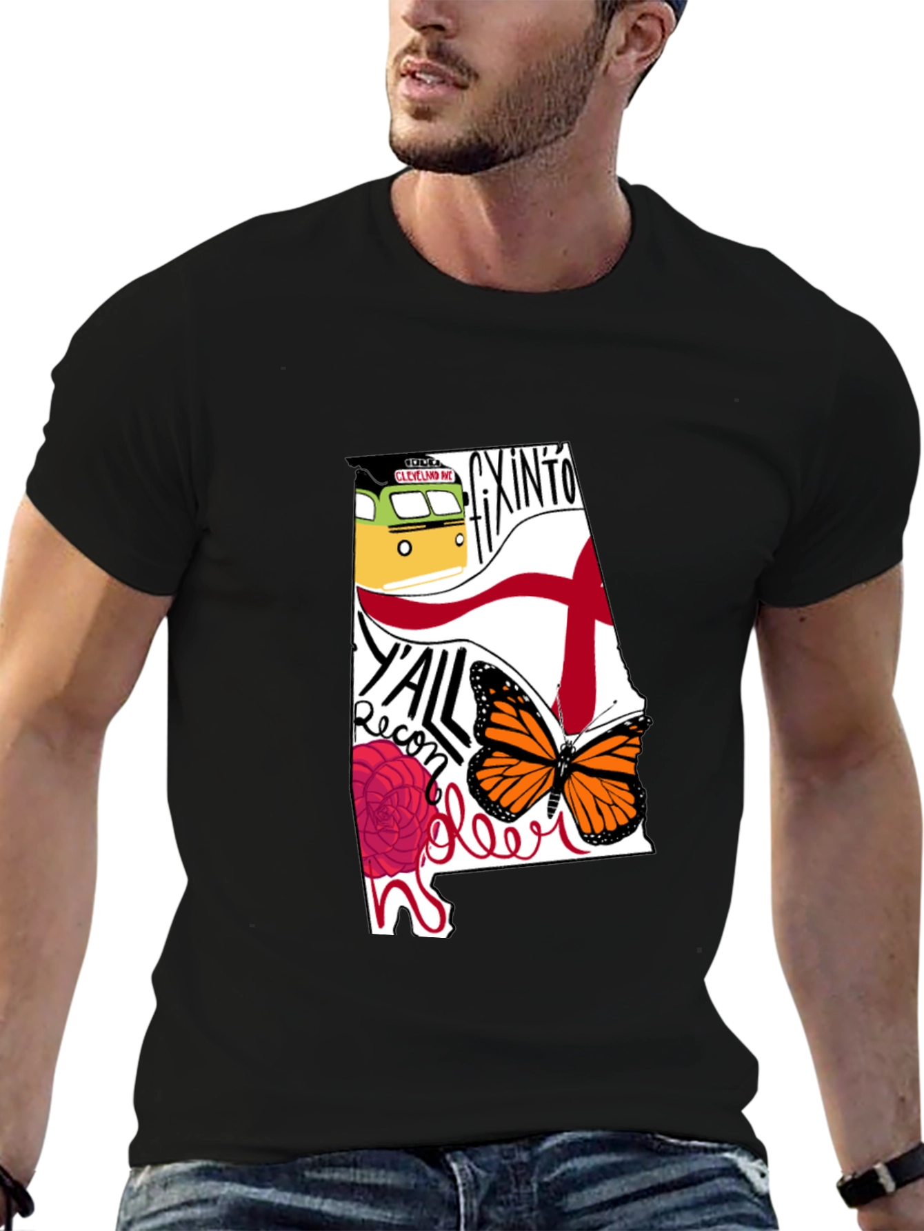 Alabama State Pride Graphic Tee - Mens Black T-Shirt