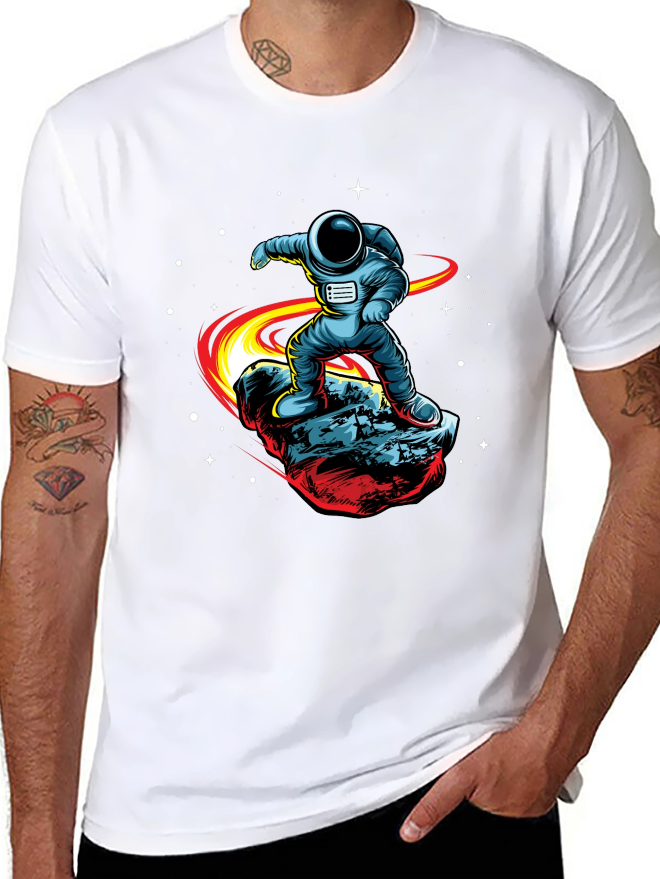 Astronaut Surfing T-Shirt - Cosmic Rider