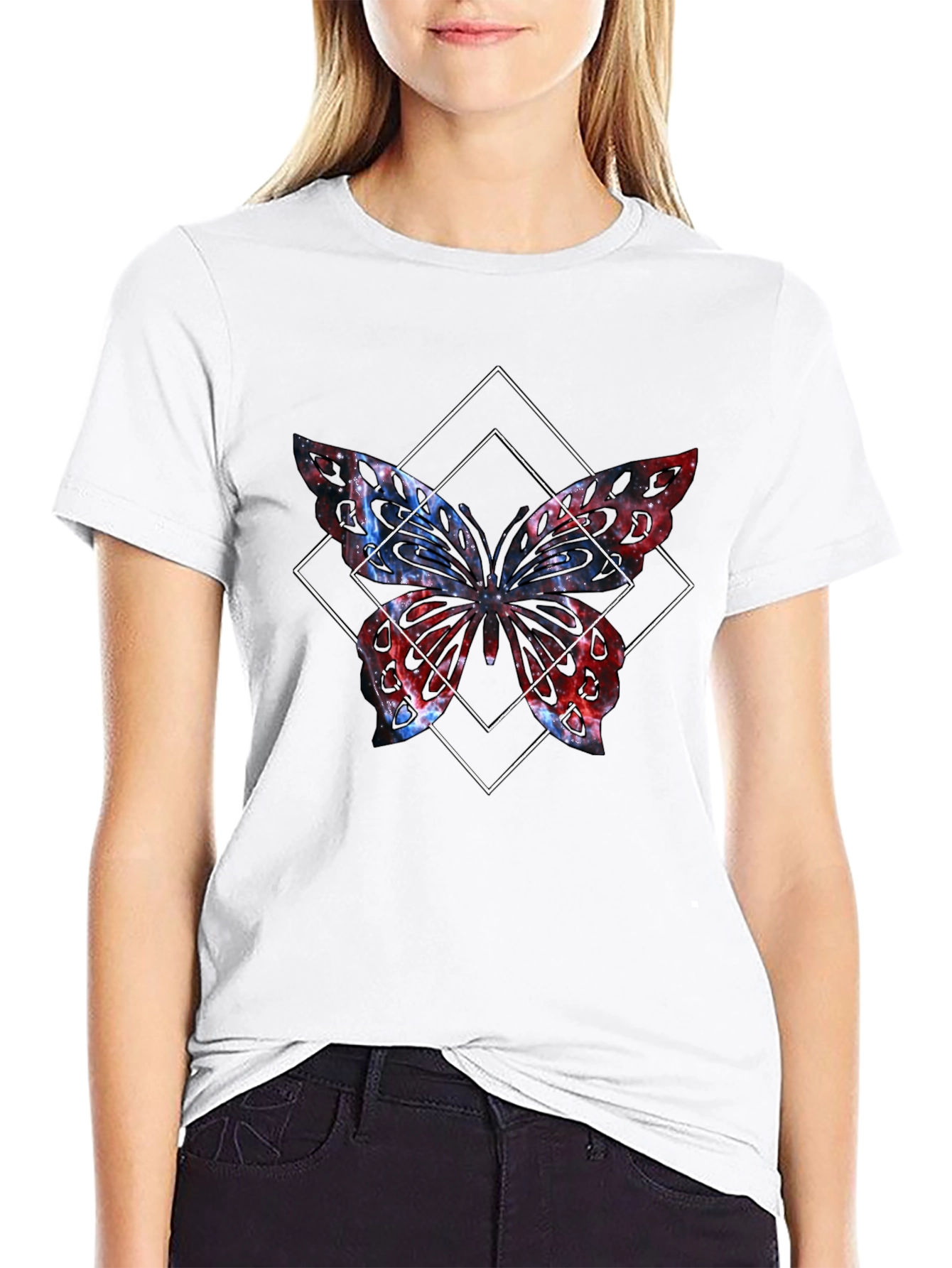 Butterfly Graphic Tee - Black Cotton Blend