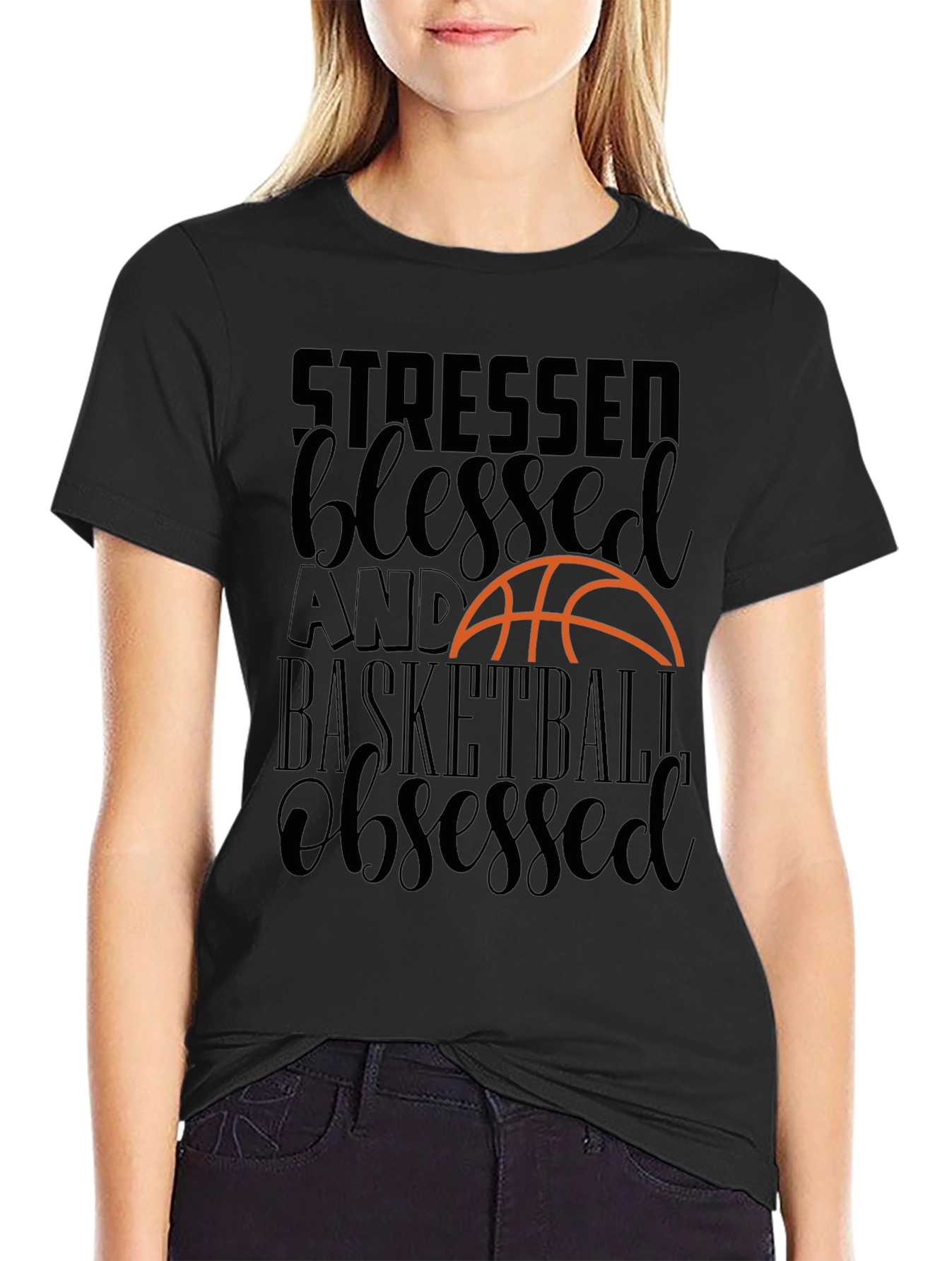 Stressed Blessed Basketball Obsessed Tee