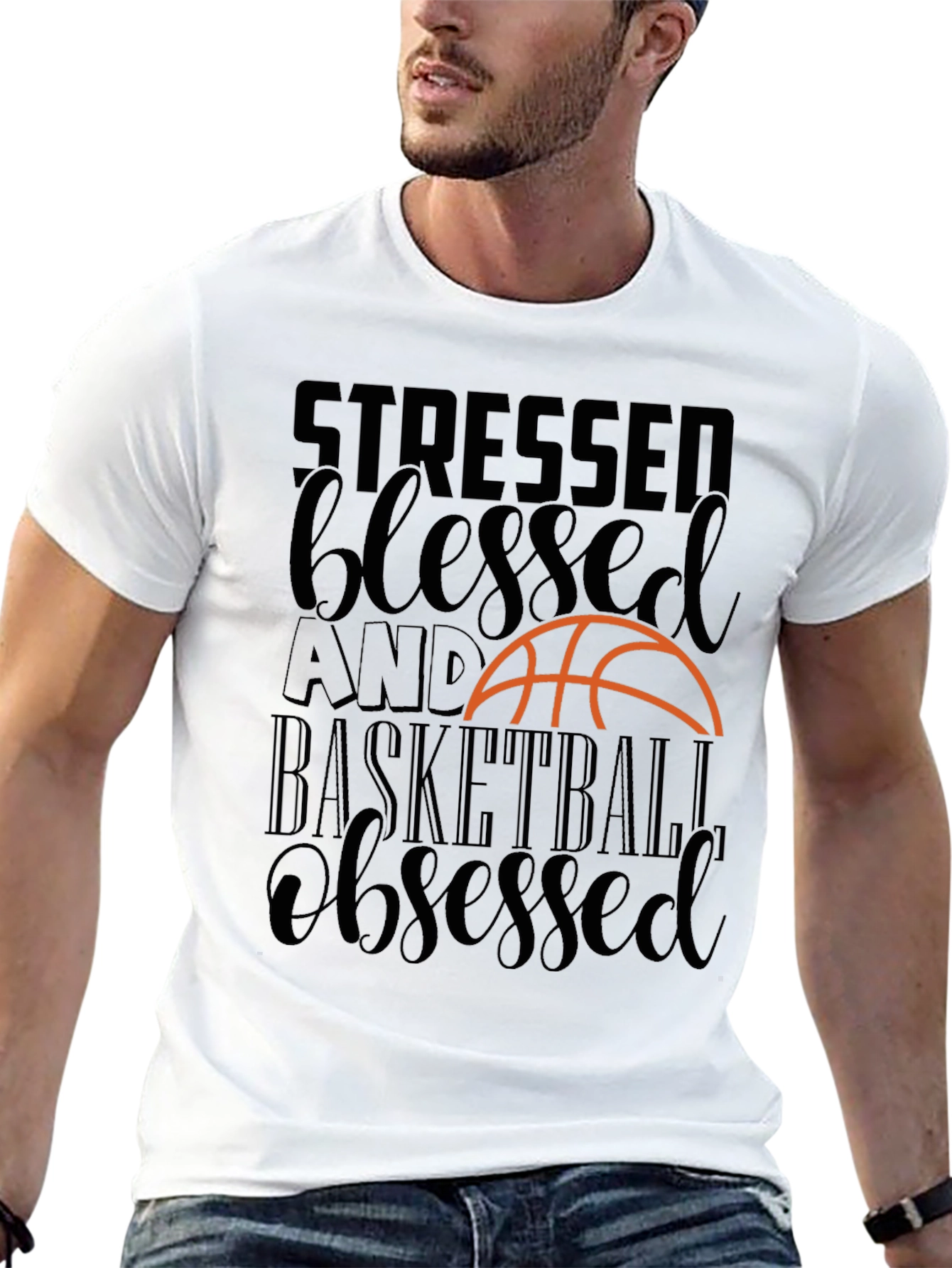 Stressed Blessed Basketball Obsessed Tee