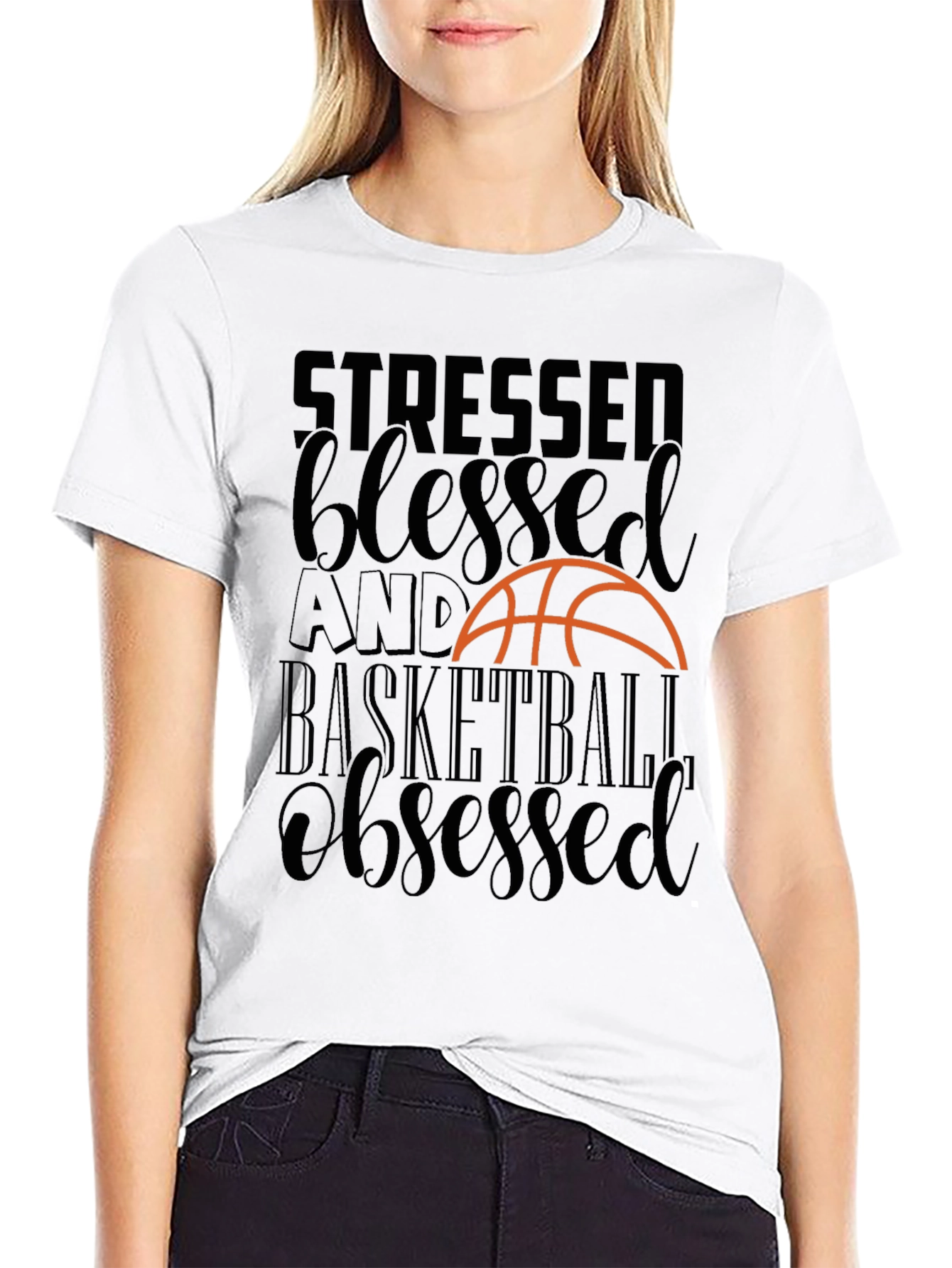 Stressed Blessed Basketball Obsessed Tee