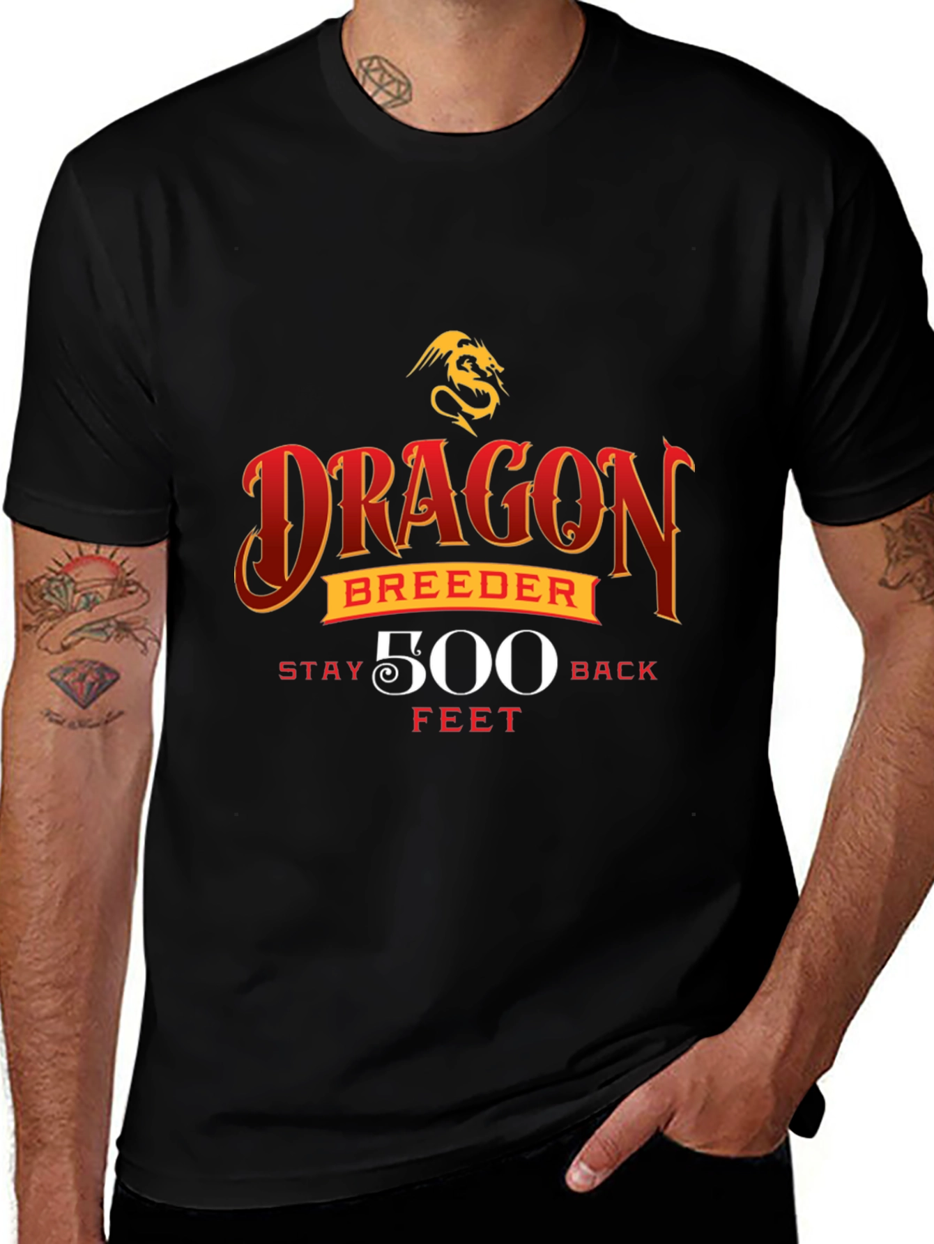Dragon Breeder Stay Back 500 Feet Black T-Shirt