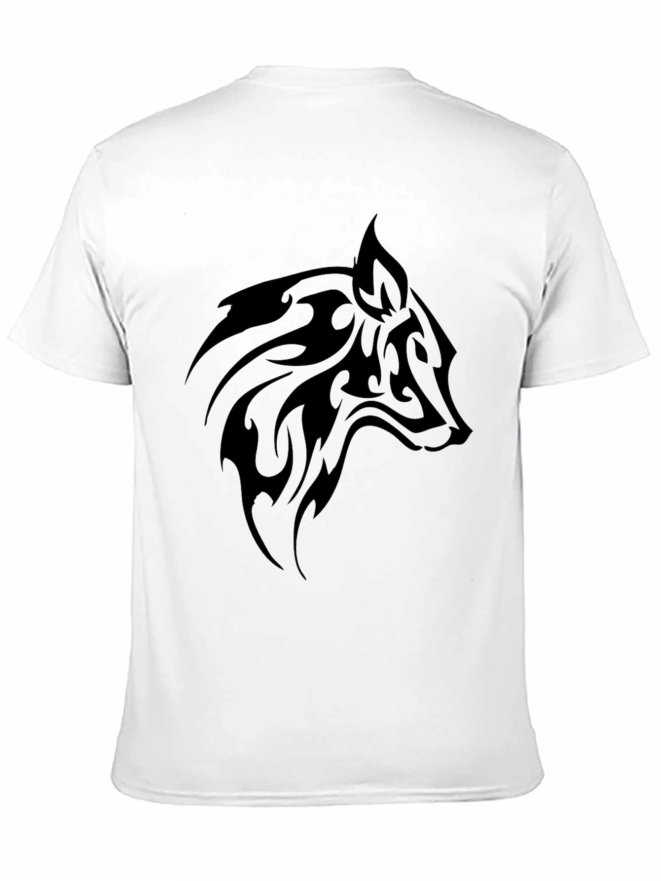 Mens Black T-Shirt with Tribal Wolf Design