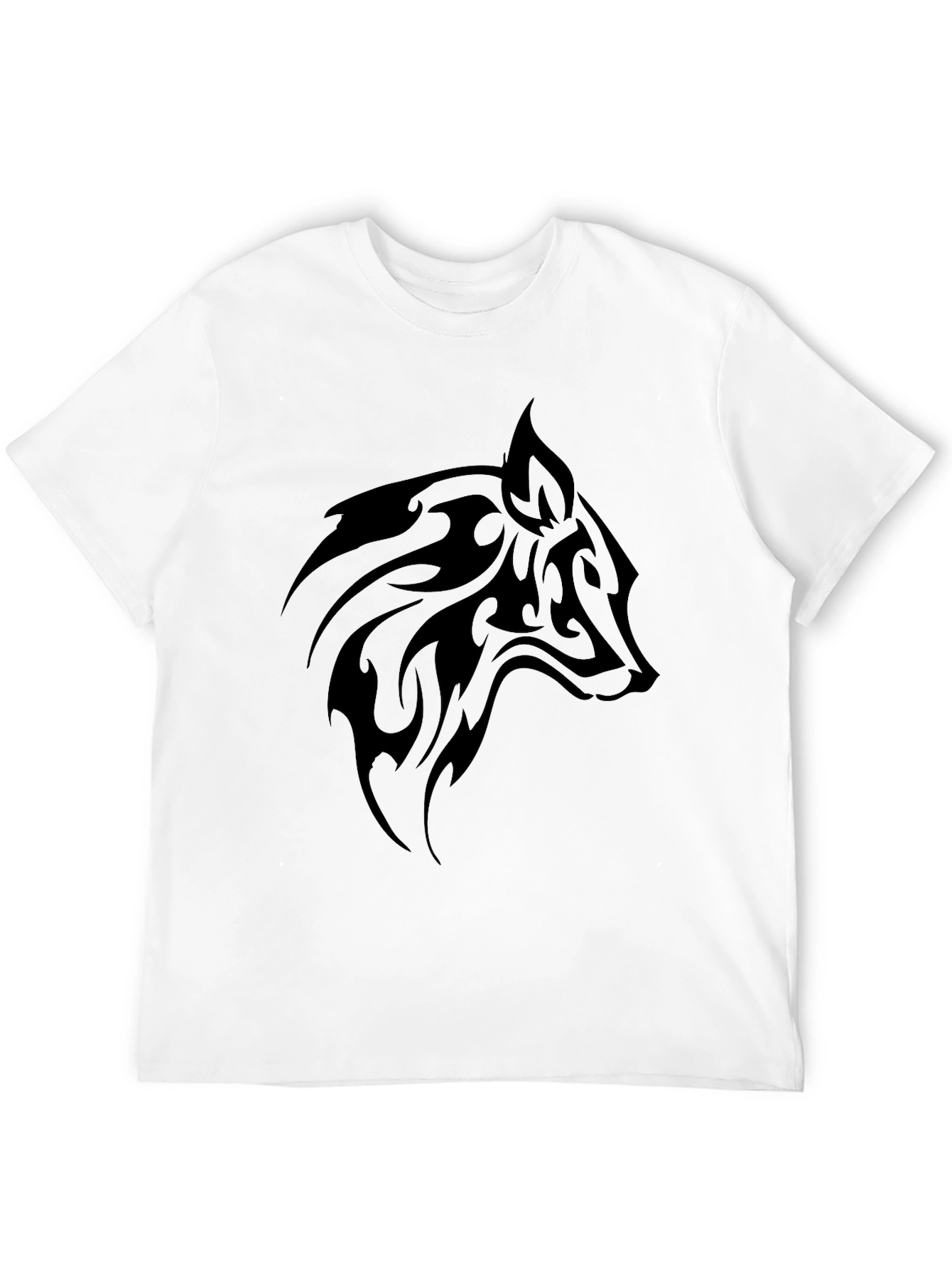 Mens Black T-Shirt with Tribal Wolf Design