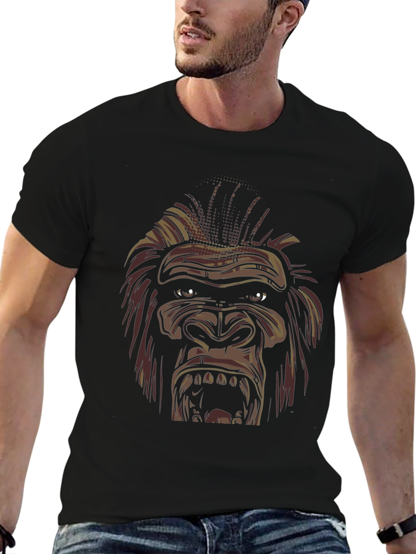 Mens Black Gorilla Graphic Tee