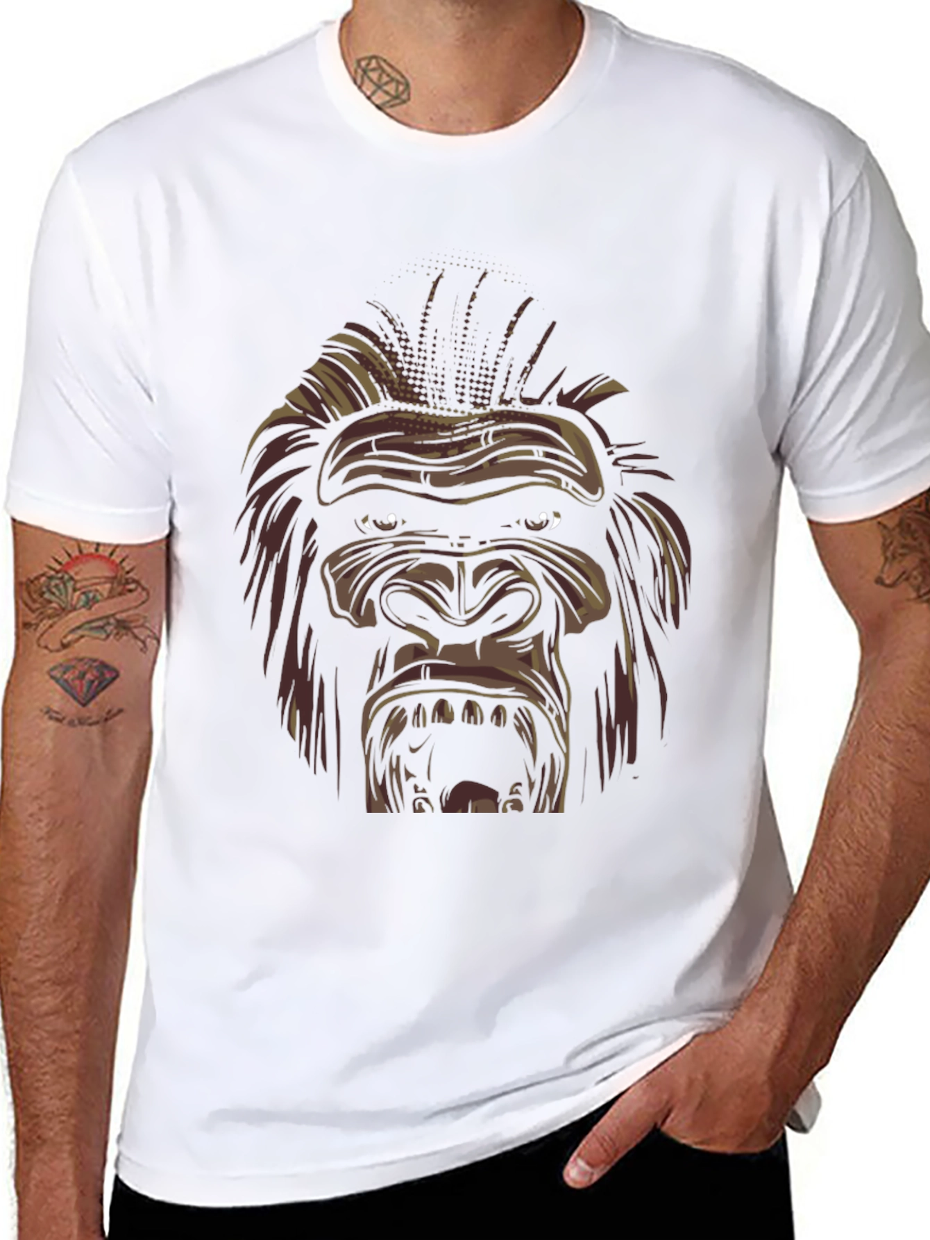Mens Black Gorilla Graphic Tee