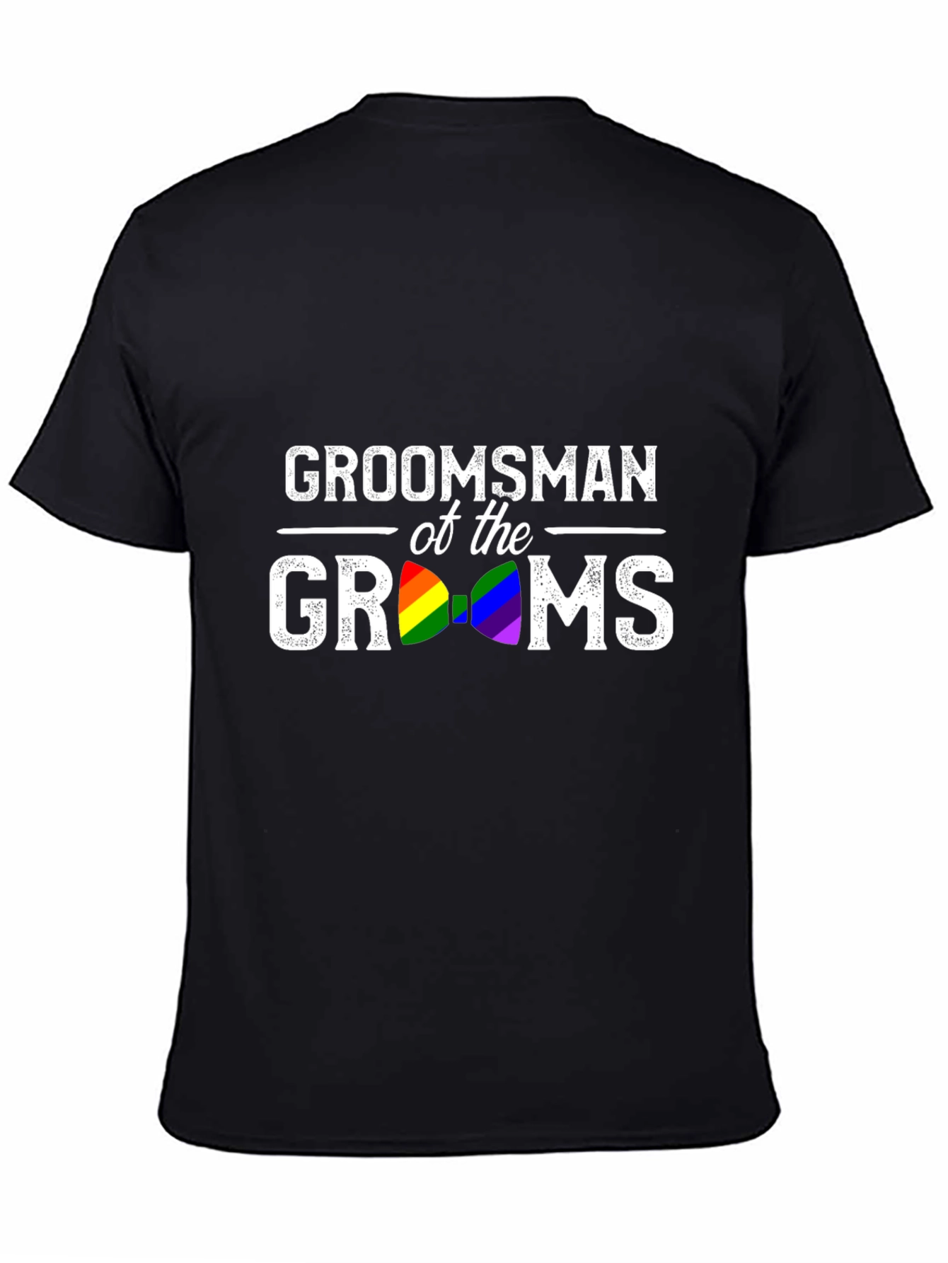 Groomsman of the Grooms Rainbow Bow Tie T-Shirt