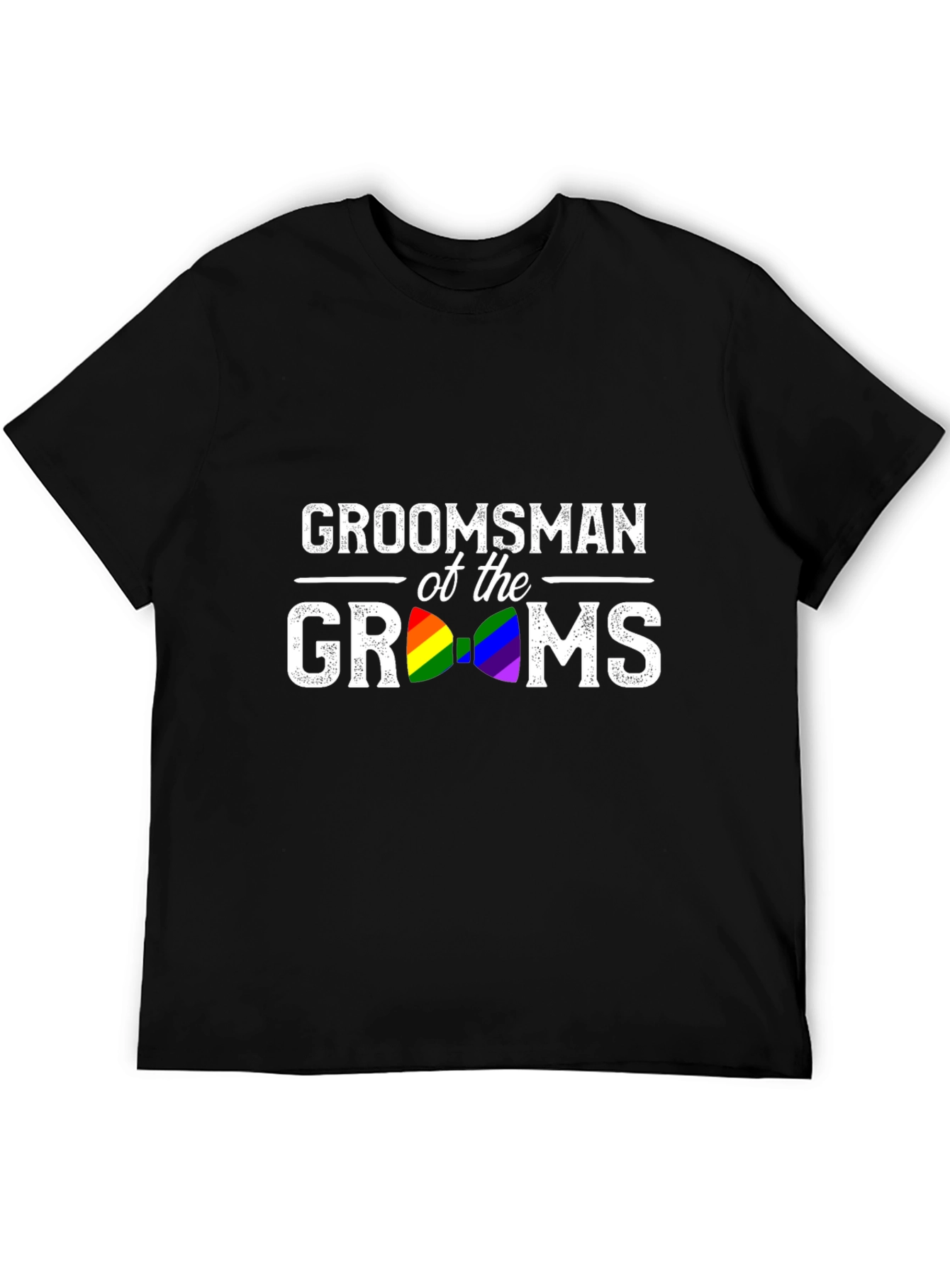 Groomsman of the Grooms Rainbow Bow Tie T-Shirt