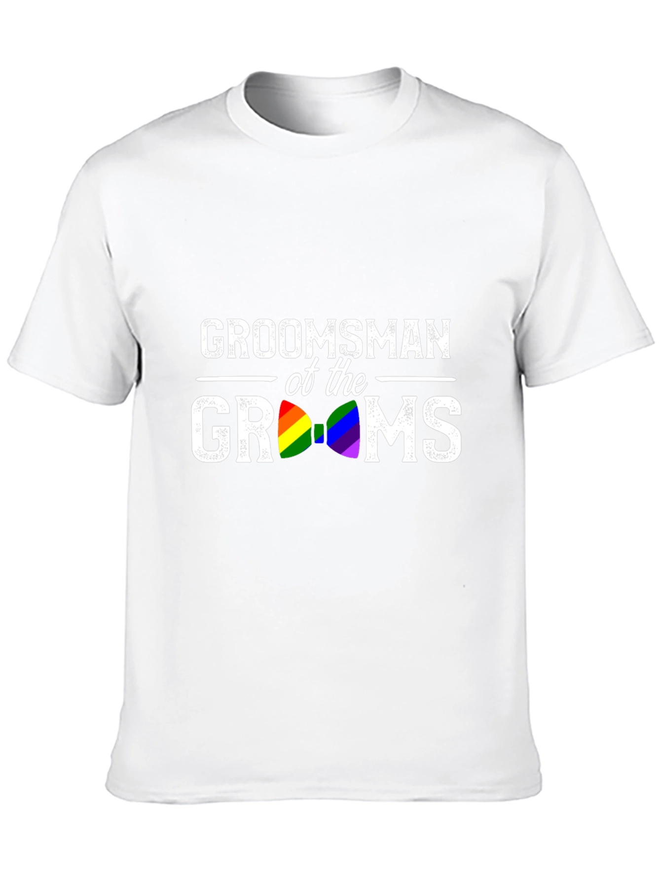 Groomsman of the Grooms Rainbow Bow Tie T-Shirt