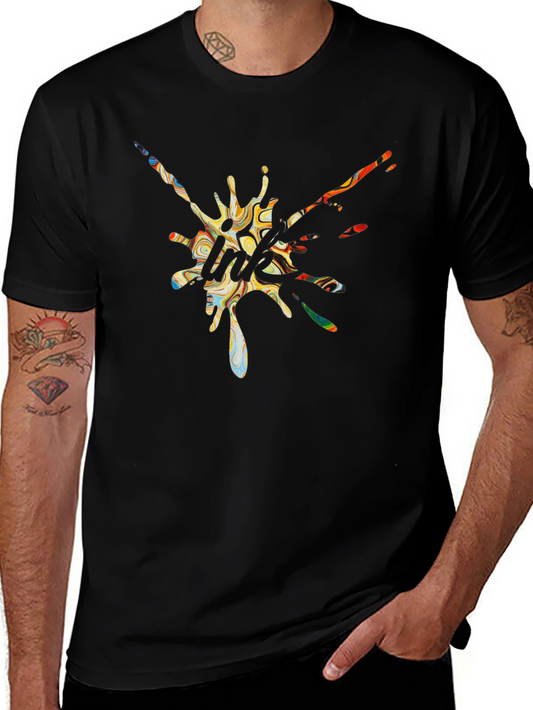 Abstract Graphic Print Black Tee