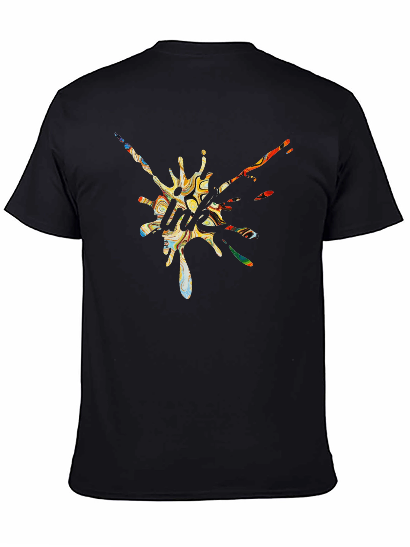 Abstract Graphic Print Black Tee