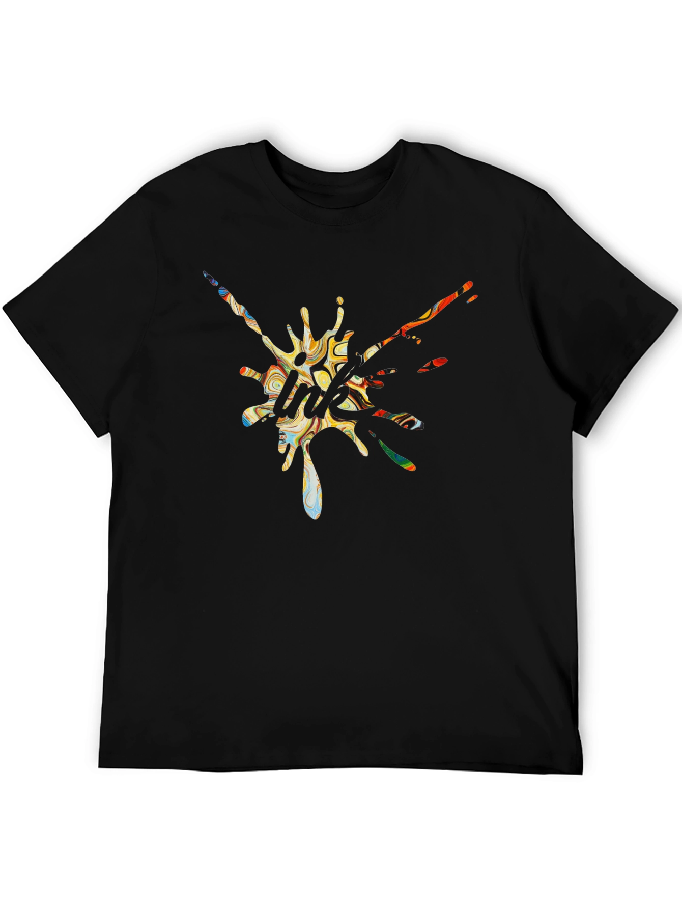 Abstract Graphic Print Black Tee