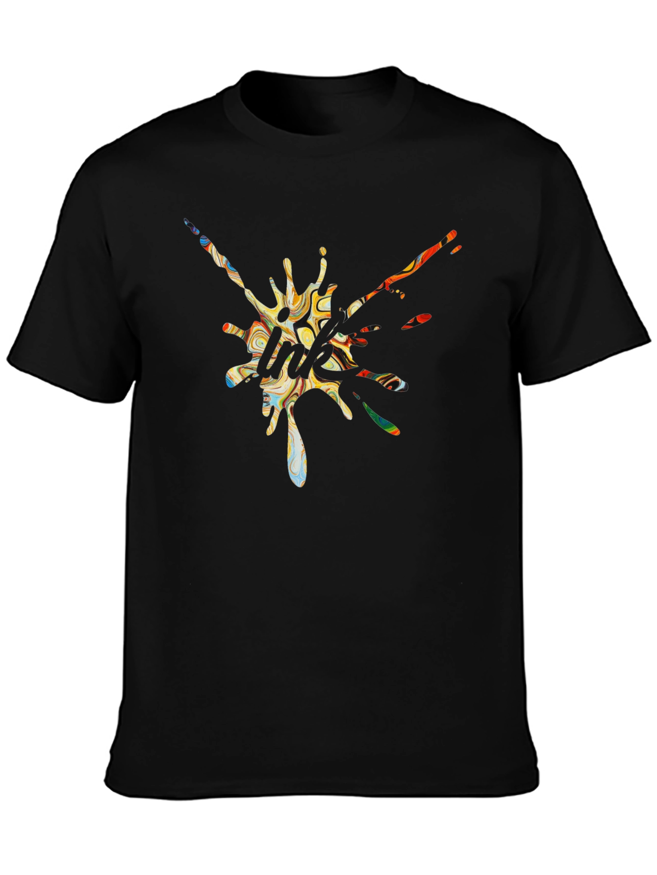 Abstract Graphic Print Black Tee
