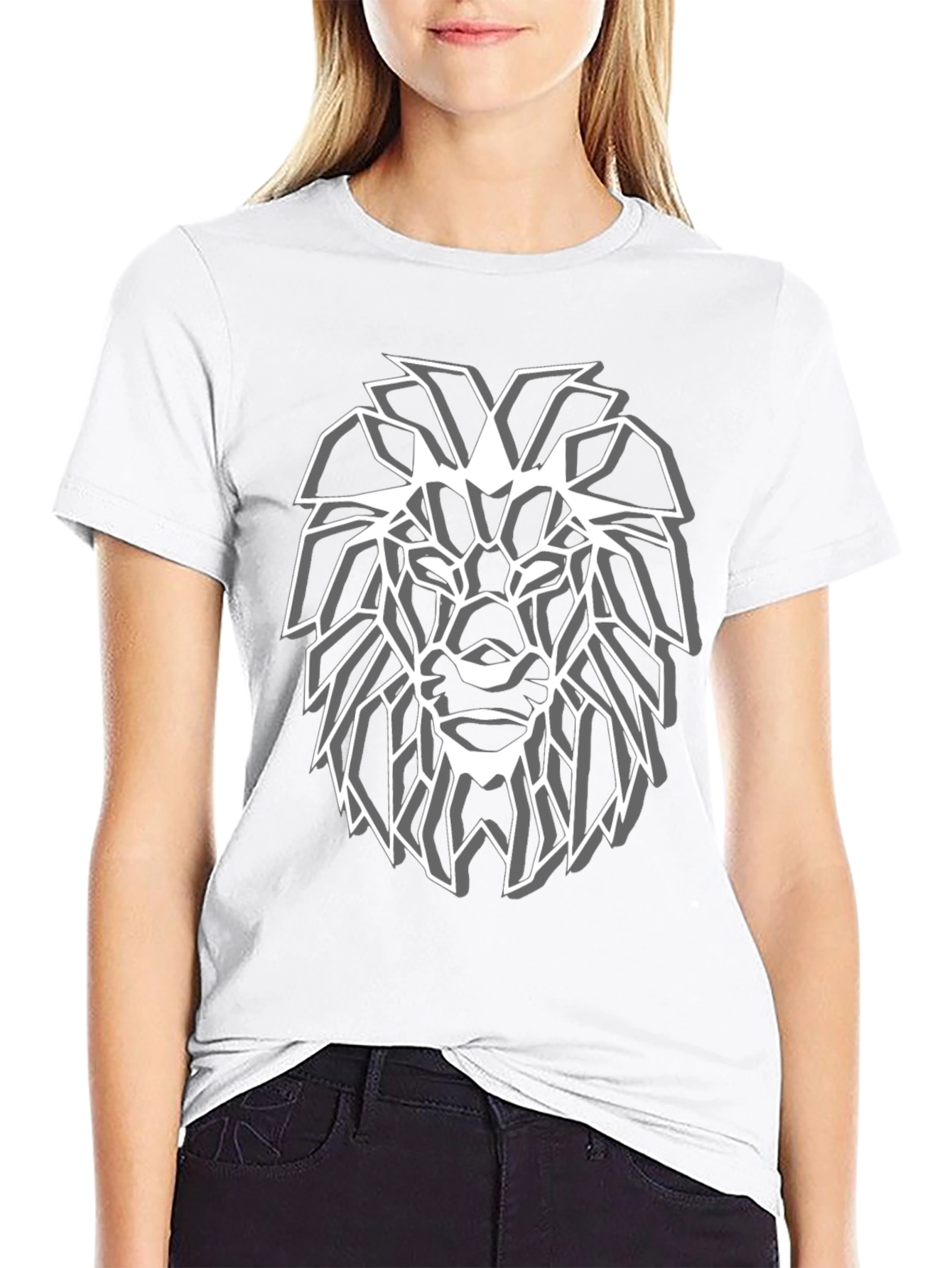 Geometric Lion Graphic Tee - Modern Streetwear Style