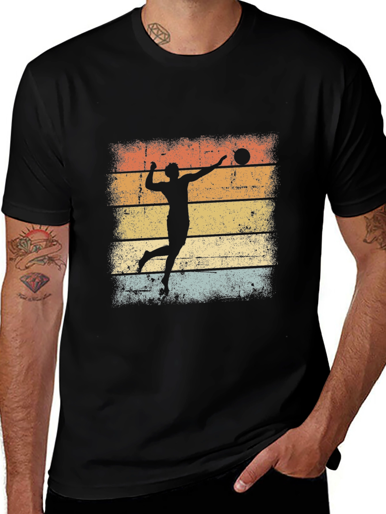 Volleyball Sunset Graphic Tee - Black