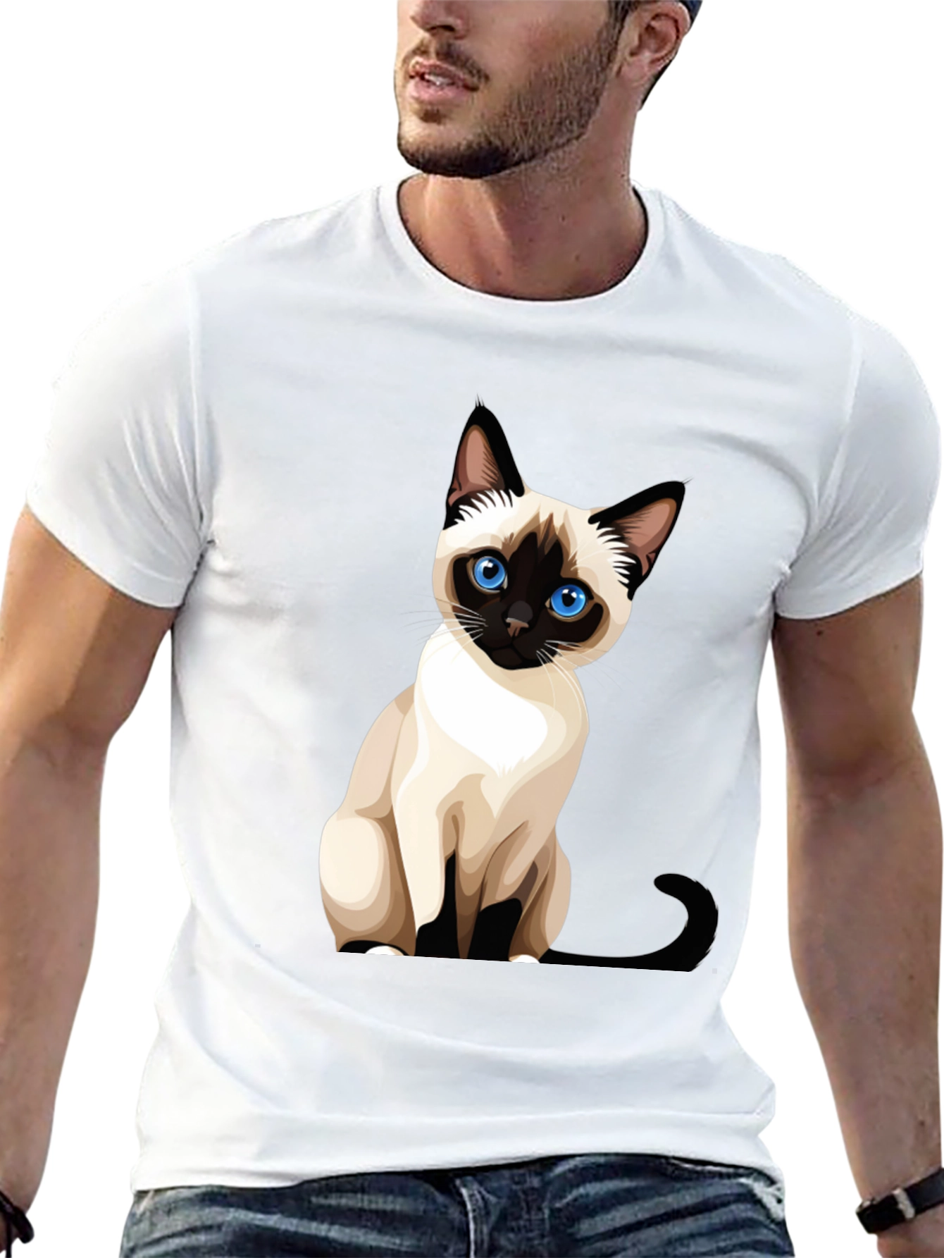 Siamese Cat Graphic Print T-Shirt