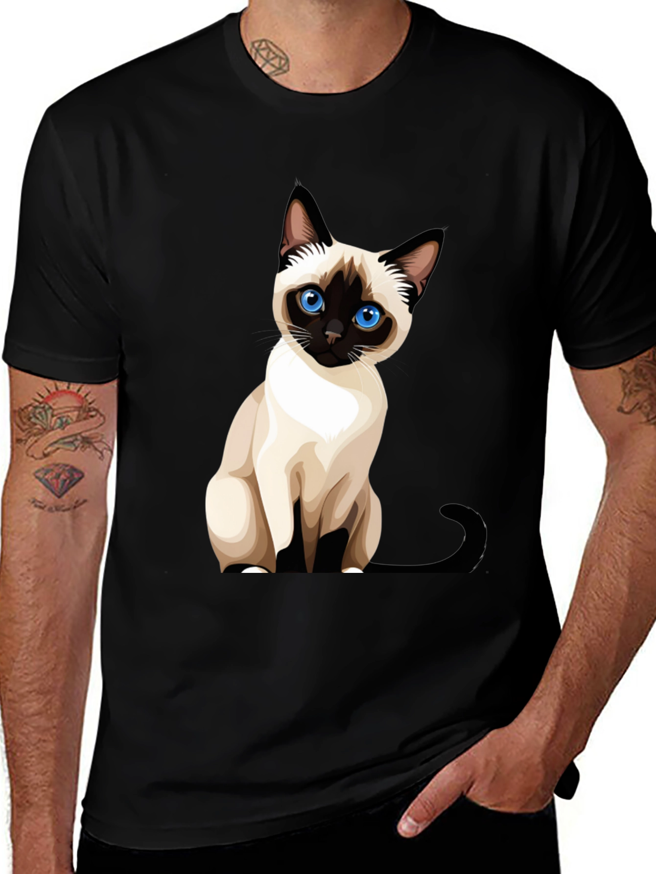 Siamese Cat Graphic Print T-Shirt