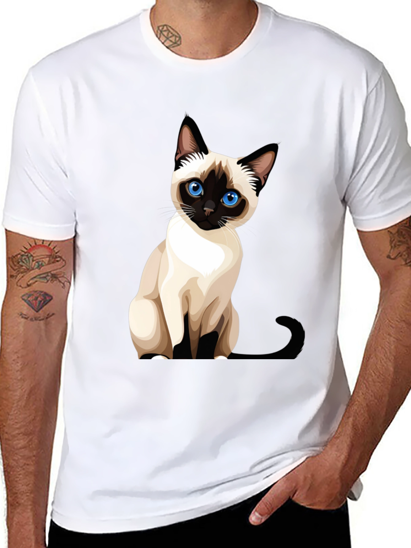 Siamese Cat Graphic Print T-Shirt