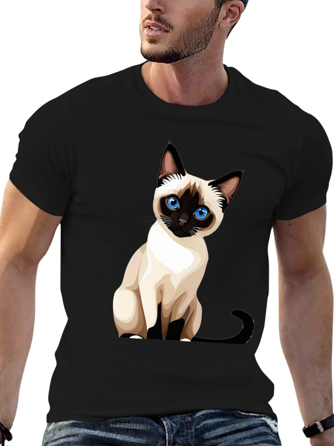 Siamese Cat Graphic Print T-Shirt