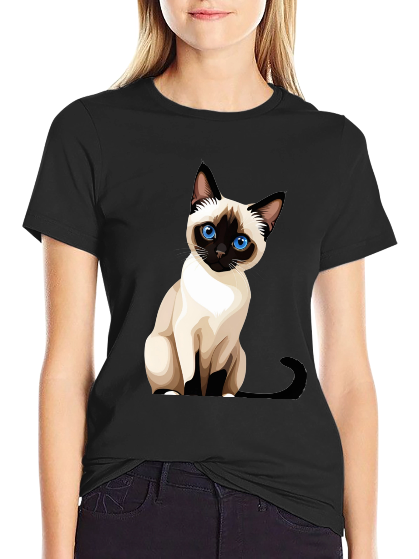 Siamese Cat Graphic Print T-Shirt