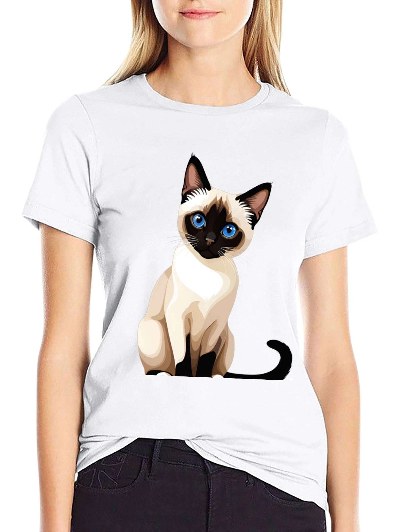 Siamese Cat Graphic Print T-Shirt