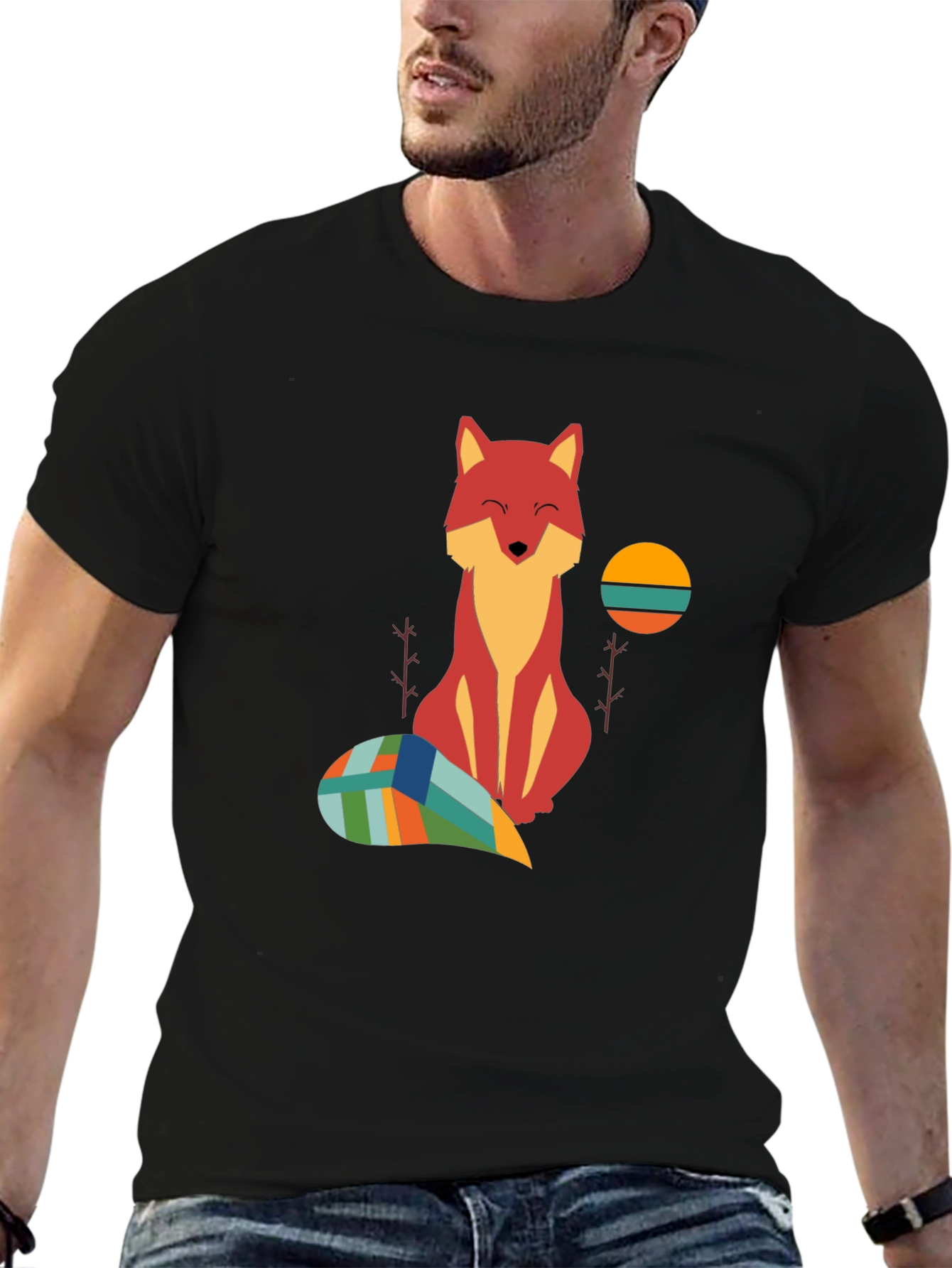 Fox Graphic Tee - Unique Geometric Tail Design