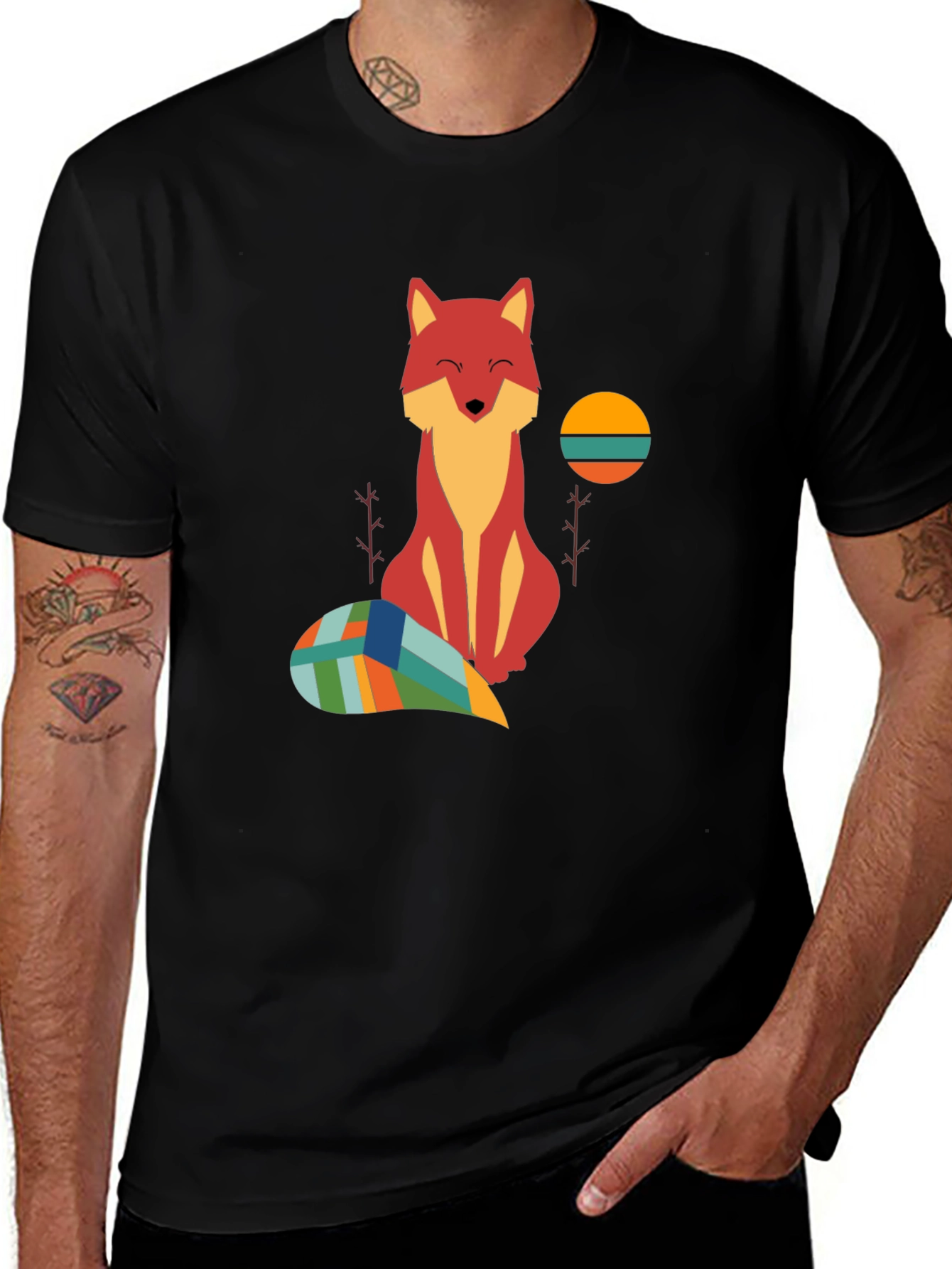 Fox Graphic Tee - Unique Geometric Tail Design