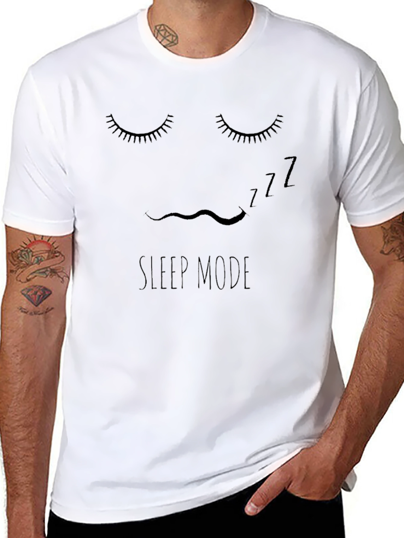 Sleep Mode Black T-Shirt Funny Sleepy Graphic Tee