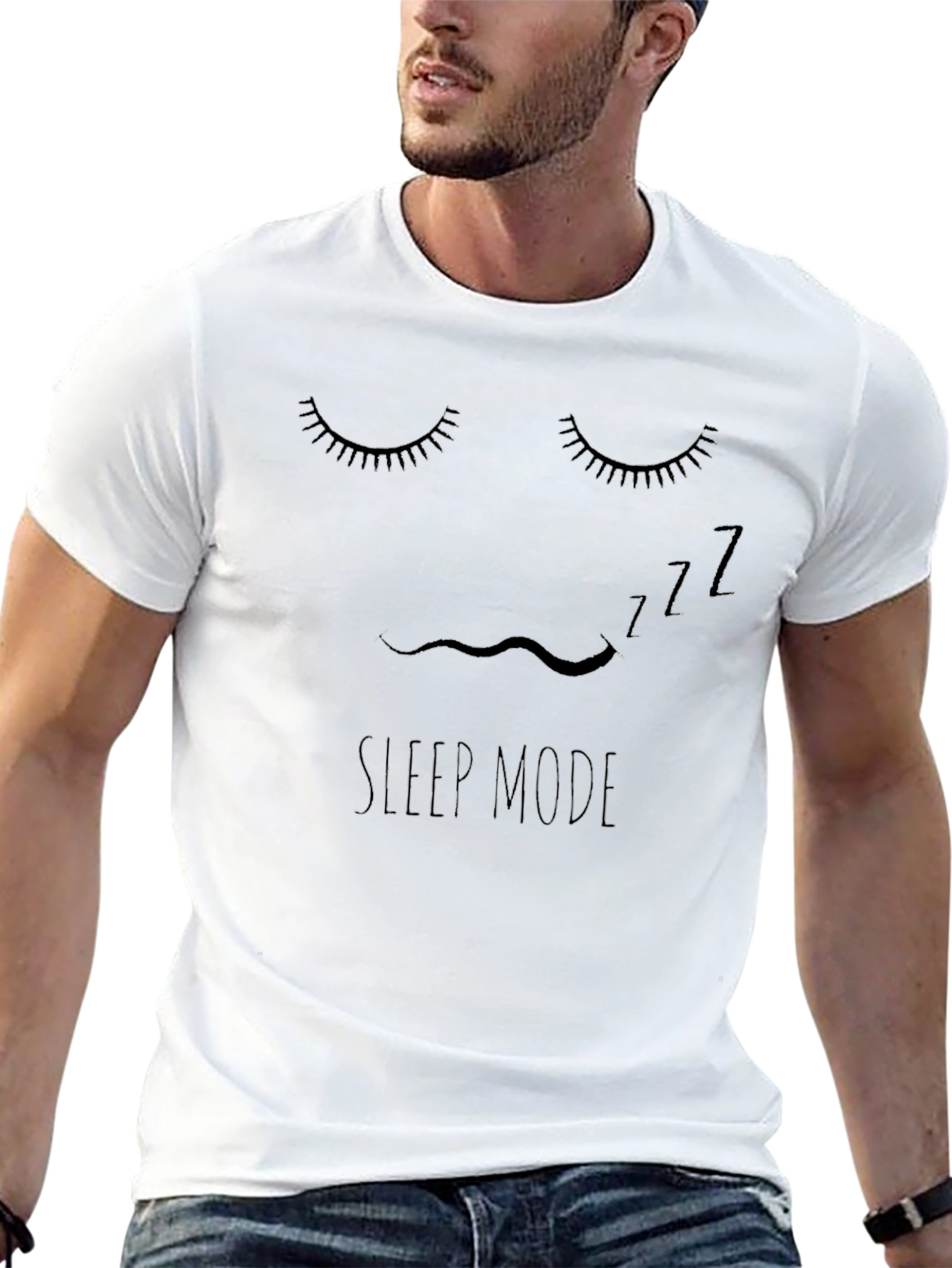 Sleep Mode Black T-Shirt Funny Sleepy Graphic Tee