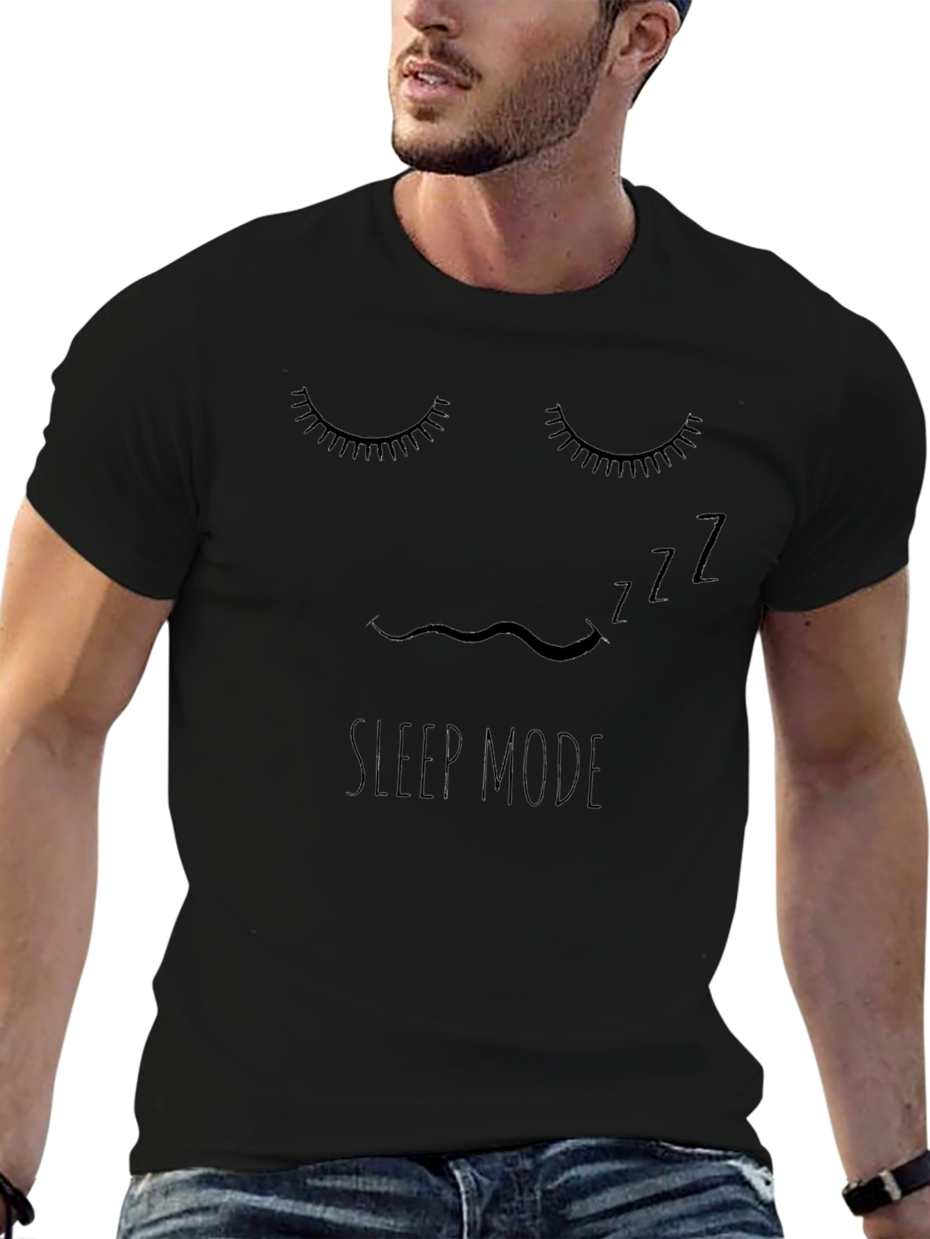 Sleep Mode Black T-Shirt Funny Sleepy Graphic Tee
