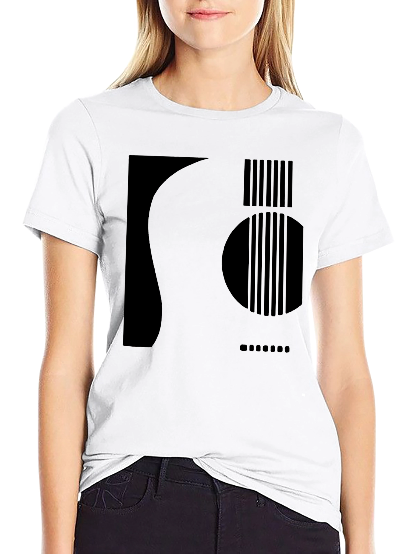 Abstract Guitar Graphic Black T-Shirt